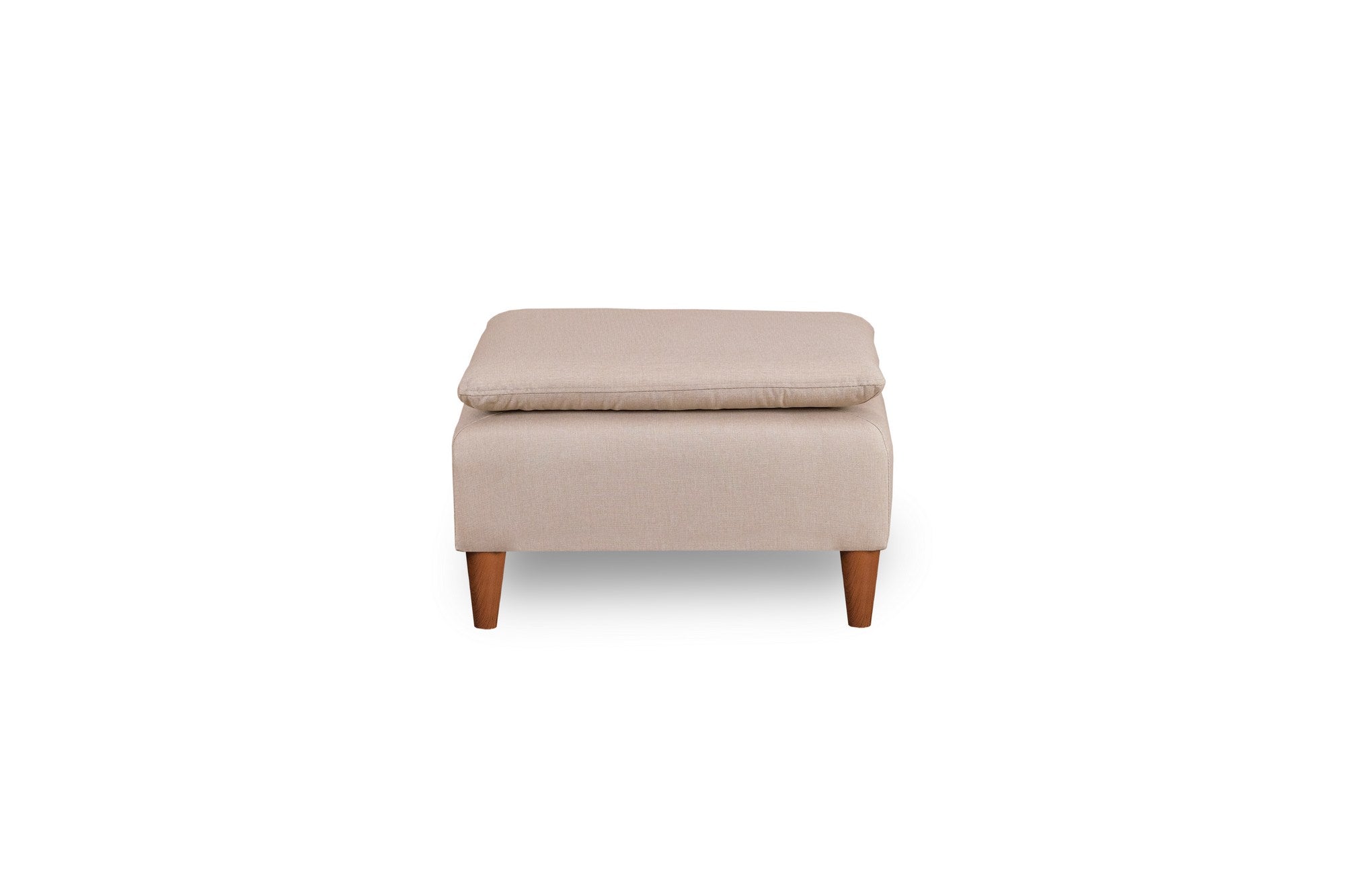 Elegante pufe creme, 75 x 75 x 46 cm | Estrutura 100% metal, tecido 100% poliéster | Espuma de alto DNS para maior conforto | Perfeito para espaços de convivência modernos
