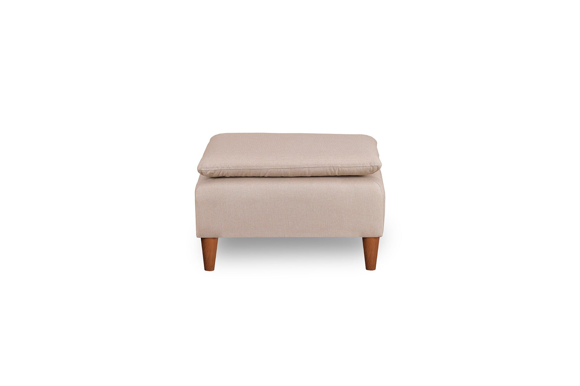 Elegante pufe creme, 75 x 75 x 46 cm | Estrutura 100% metal, tecido 100% poliéster | Espuma de alto DNS para maior conforto | Perfeito para espaços de convivência modernos