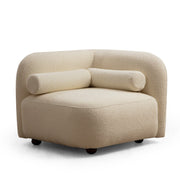 Poltrona moderna – 90x90x74 cm – creme – madeira de faia e nogueira