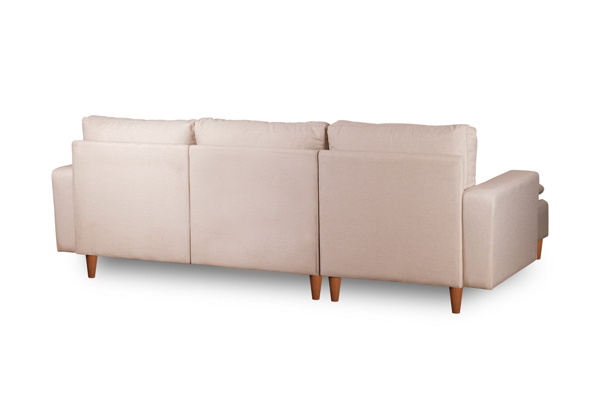 Sofá de canto elegante em tom creme, estrutura 100% metálica, 225 cm de largura, chaise longue de 154 cm, almofadas de espuma de alto DNS e fibra de silicone | Perfeito para salas de estar modernas