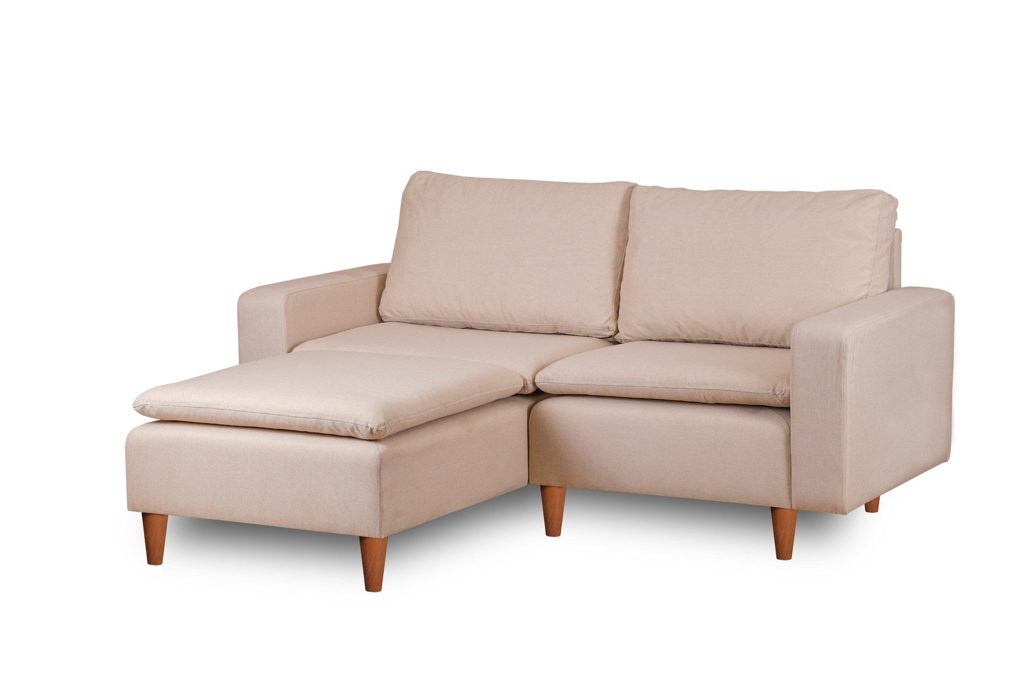 Sofá de canto elegante em creme, estrutura 100% metálica, assento com 150 cm de largura e 52 cm de profundidade | Almofadas de espuma de alto DNS e fibra de silicone | Perfeito para salas de estar modernas