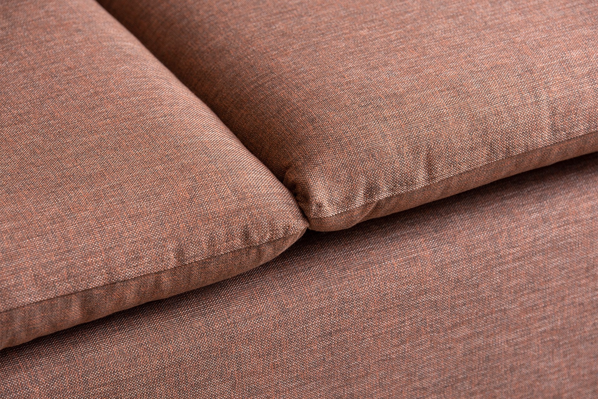 Sofá de canto elegante, marrom claro, 255 cm de largura | Estrutura 100% metal, tecido 100% poliéster | Chaise longue e cama confortáveis, perfeitos para salas de estar modernas