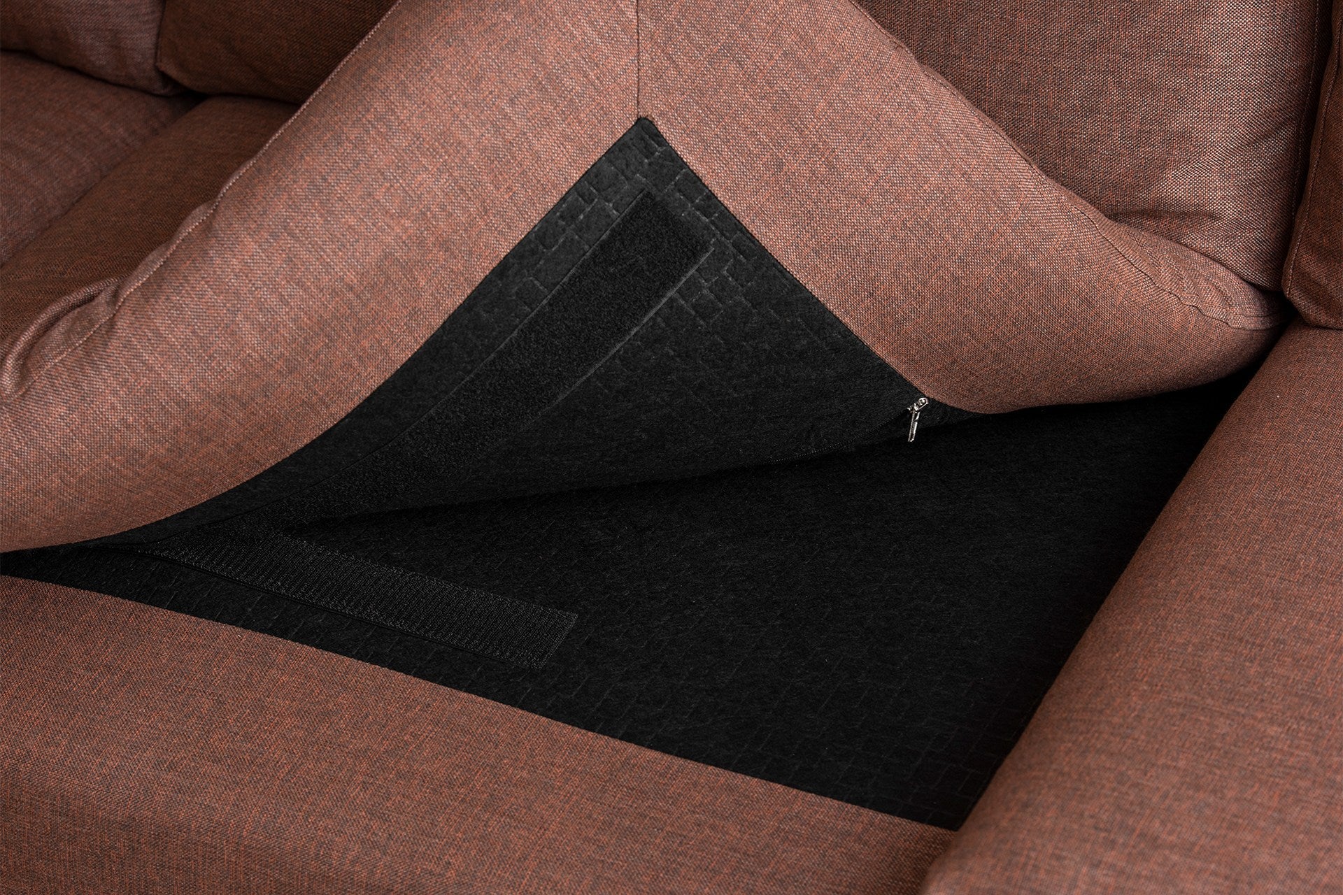 Sofá de canto elegante, marrom claro, 255 cm de largura | Estrutura 100% metal, tecido 100% poliéster | Chaise longue e cama confortáveis, perfeitos para salas de estar modernas