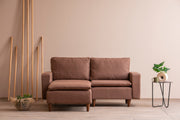 Sofá de canto elegante, marrom claro, 180 cm de largura | Estrutura 100% metal, tecido 100% poliéster | Chaise longue e cama confortáveis, perfeitas para espaços modernos