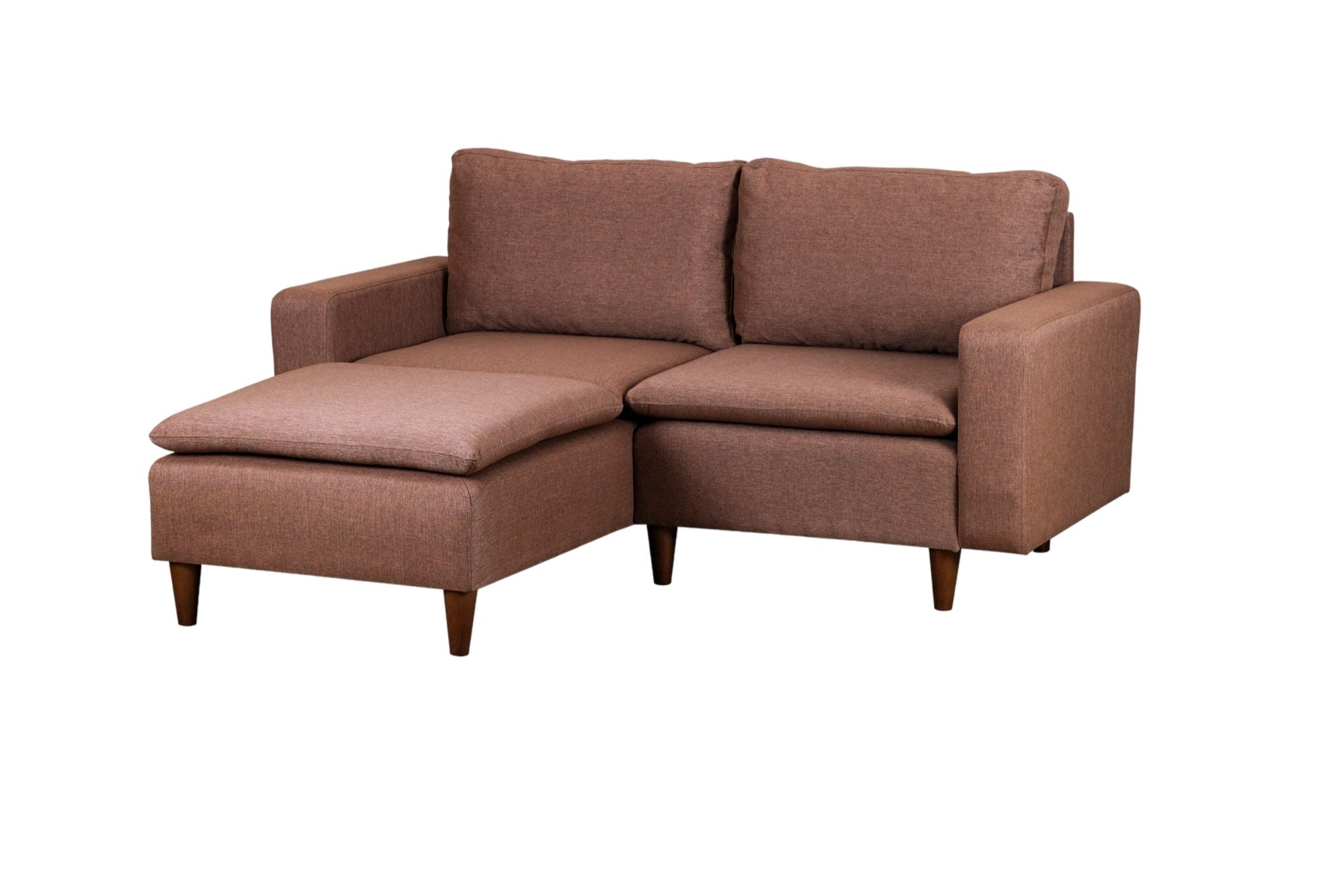 Sofá de canto elegante, marrom claro, 180 cm de largura | Estrutura 100% metal, tecido 100% poliéster | Chaise longue e cama confortáveis, perfeitas para espaços modernos
