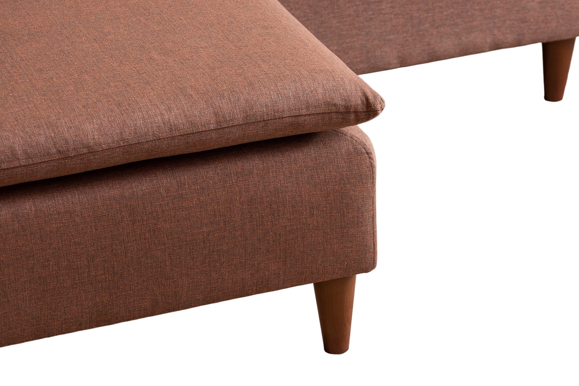 Sofá de canto elegante, marrom claro, 180 cm de largura | Estrutura 100% metal, tecido 100% poliéster | Chaise longue e cama confortáveis, perfeitas para espaços modernos