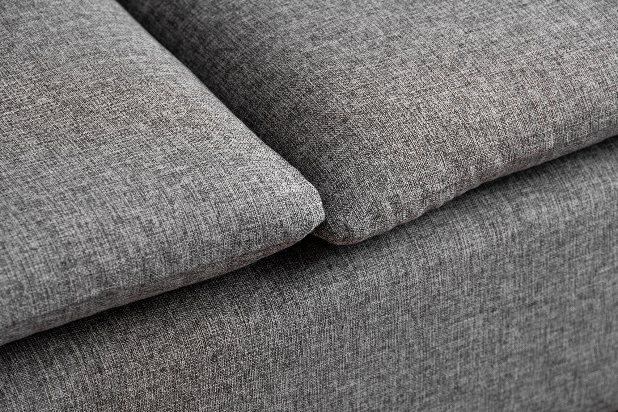 Sofá de canto elegante, cinza claro, 255 cm de largura | Estrutura 100% metal, tecido 100% poliéster | Chaise longue e cama confortáveis, perfeitos para salas de estar modernas