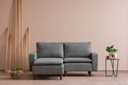 Sofá de canto elegante em cinza claro, estrutura 100% metálica, assento com 150 cm de largura, chaise longue com 154 cm de largura, almofadas de espuma de alto DNS e fibra de silicone | Perfeito para salas de estar modernas