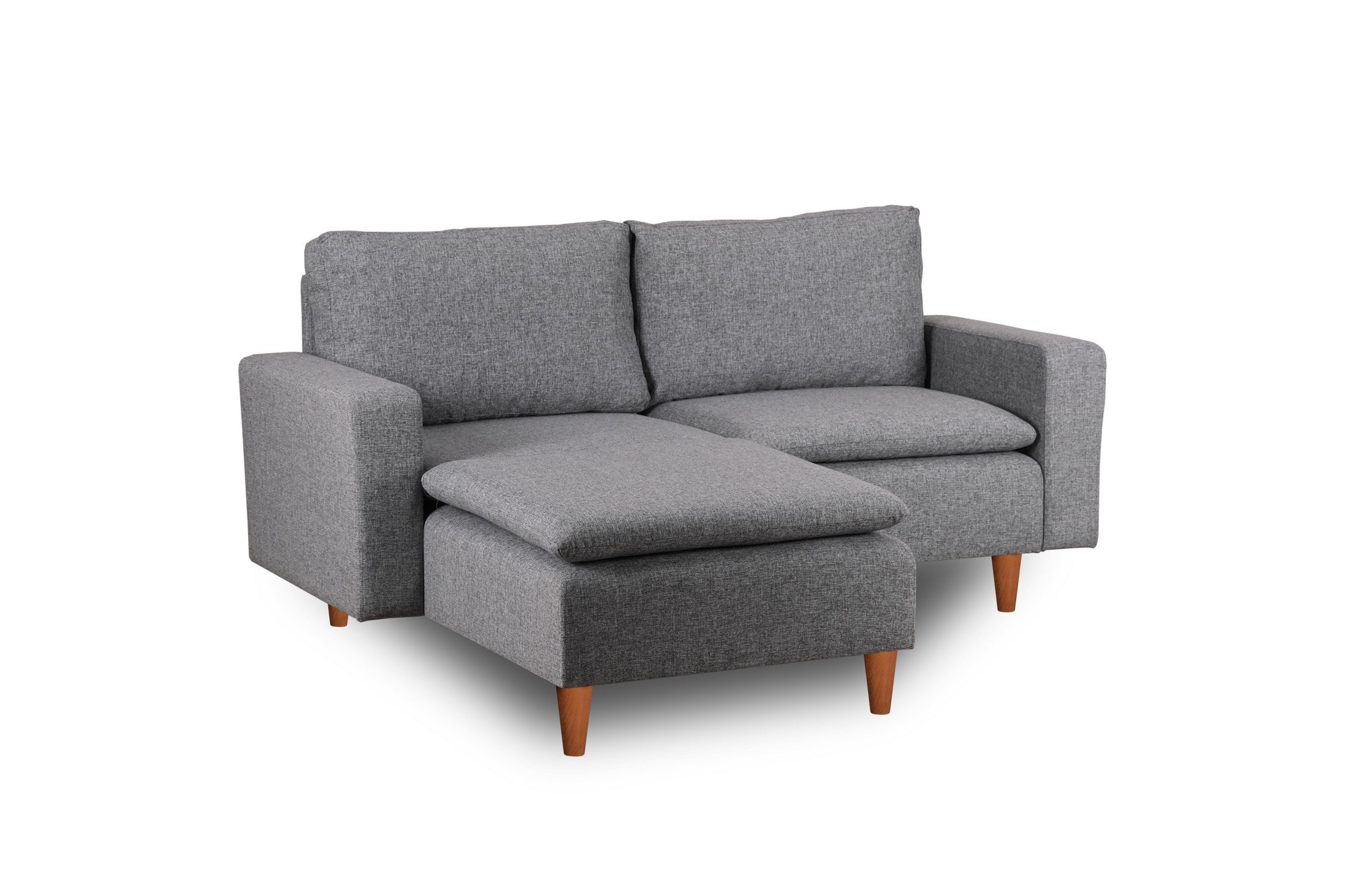 Sofá de canto elegante em cinza claro, estrutura 100% metálica, assento com 150 cm de largura, chaise longue com 154 cm de largura, almofadas de espuma de alto DNS e fibra de silicone | Perfeito para salas de estar modernas
