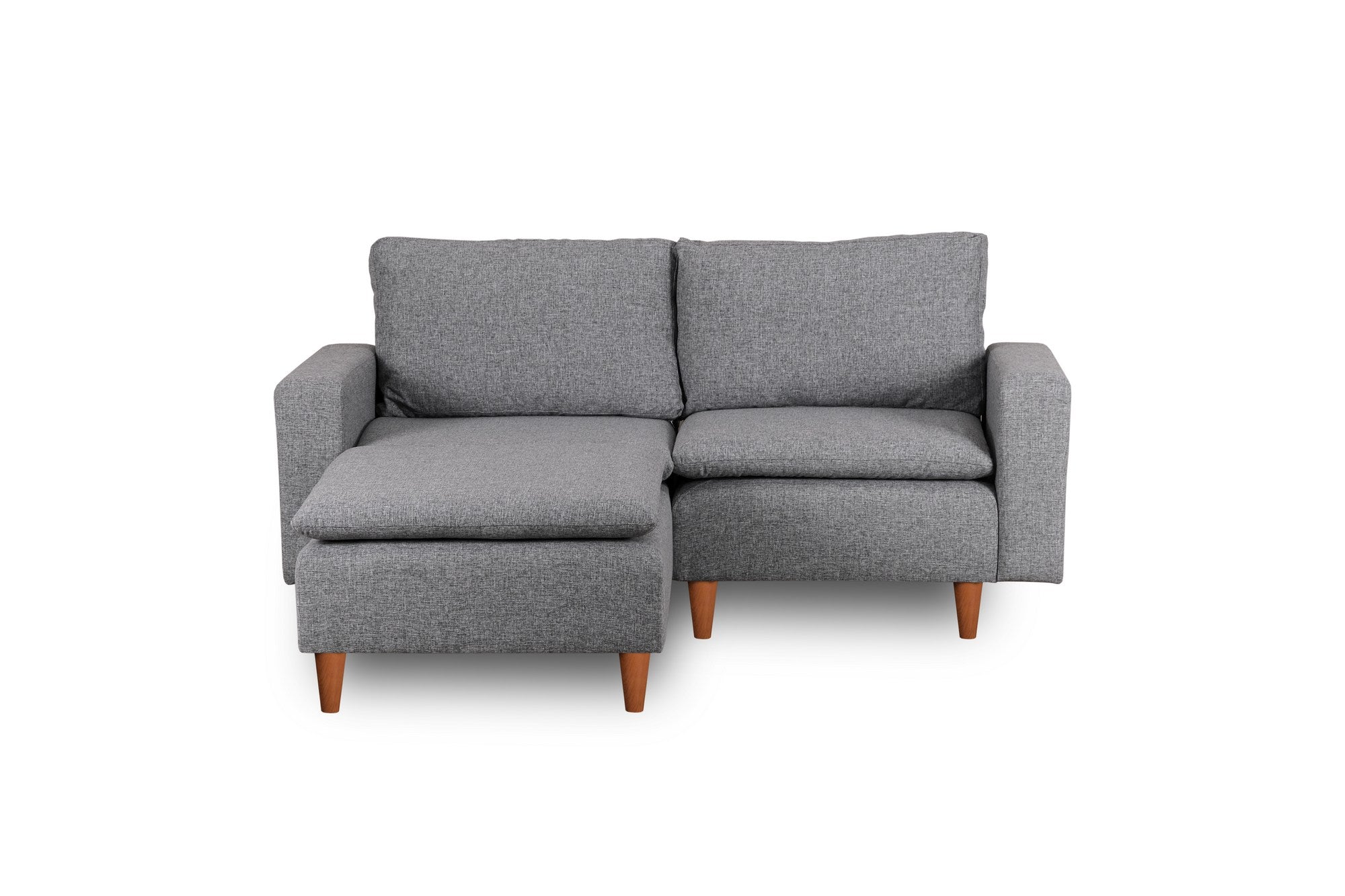 Sofá de canto elegante em cinza claro, estrutura 100% metálica, assento com 150 cm de largura, chaise longue com 154 cm de largura, almofadas de espuma de alto DNS e fibra de silicone | Perfeito para salas de estar modernas