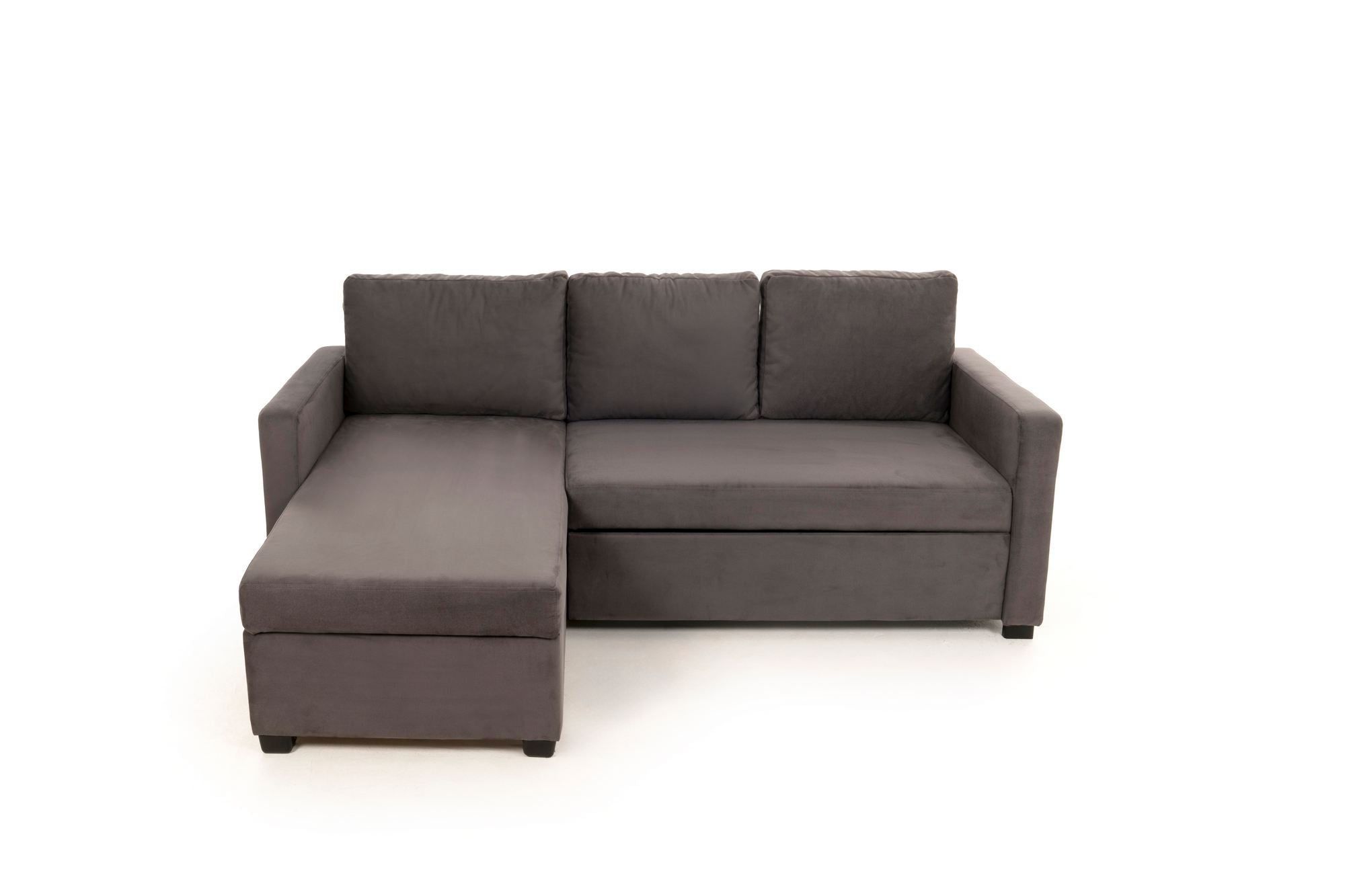 Sofá-cama de Canto – 140 cm x 190 cm – Cinza – Têxtil e Metal