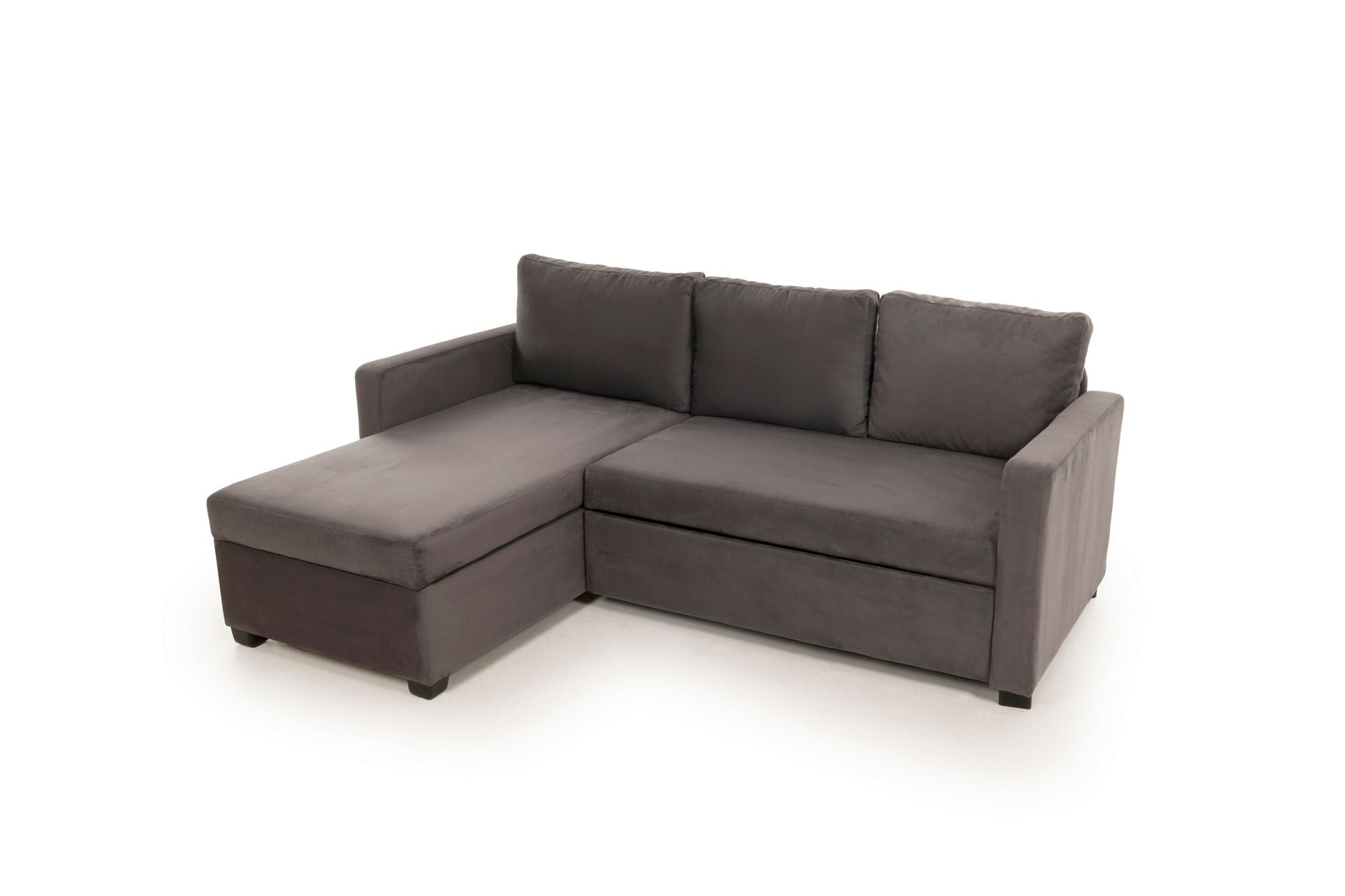 Sofá-cama de Canto – 140 cm x 190 cm – Cinza – Têxtil e Metal