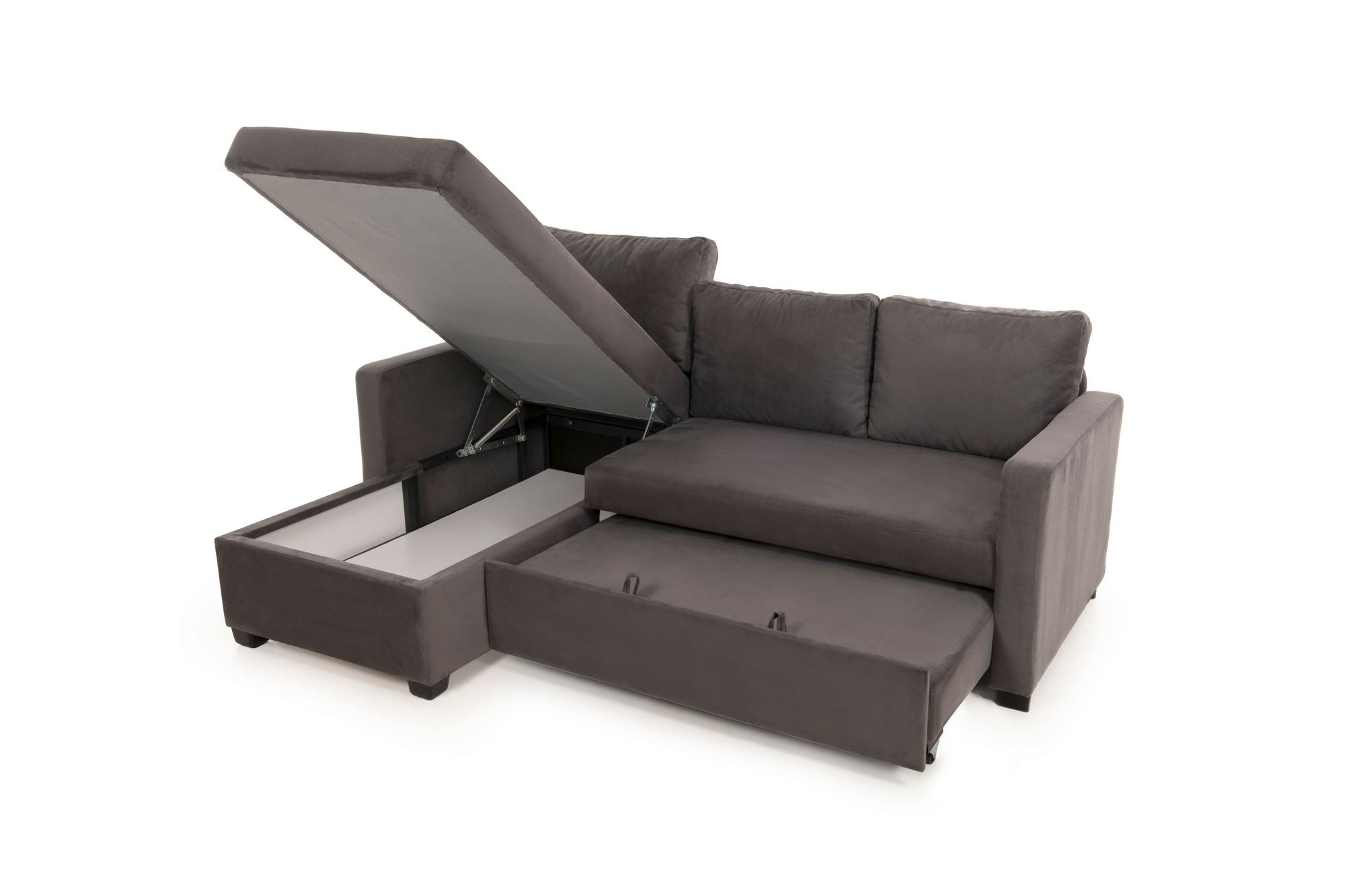 Sofá-cama de Canto – 140 cm x 190 cm – Cinza – Têxtil e Metal