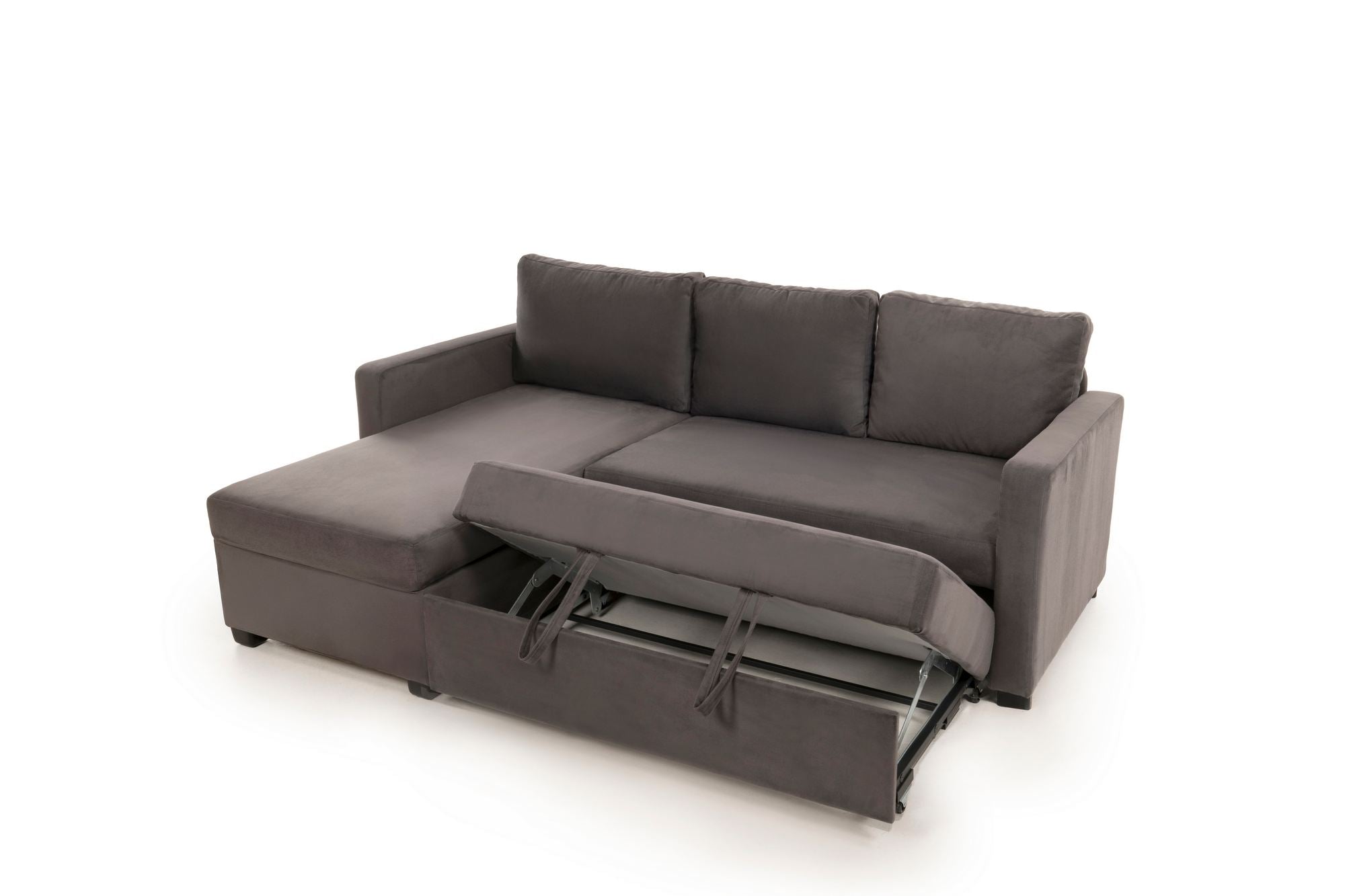 Sofá-cama de Canto – 140 cm x 190 cm – Cinza – Têxtil e Metal
