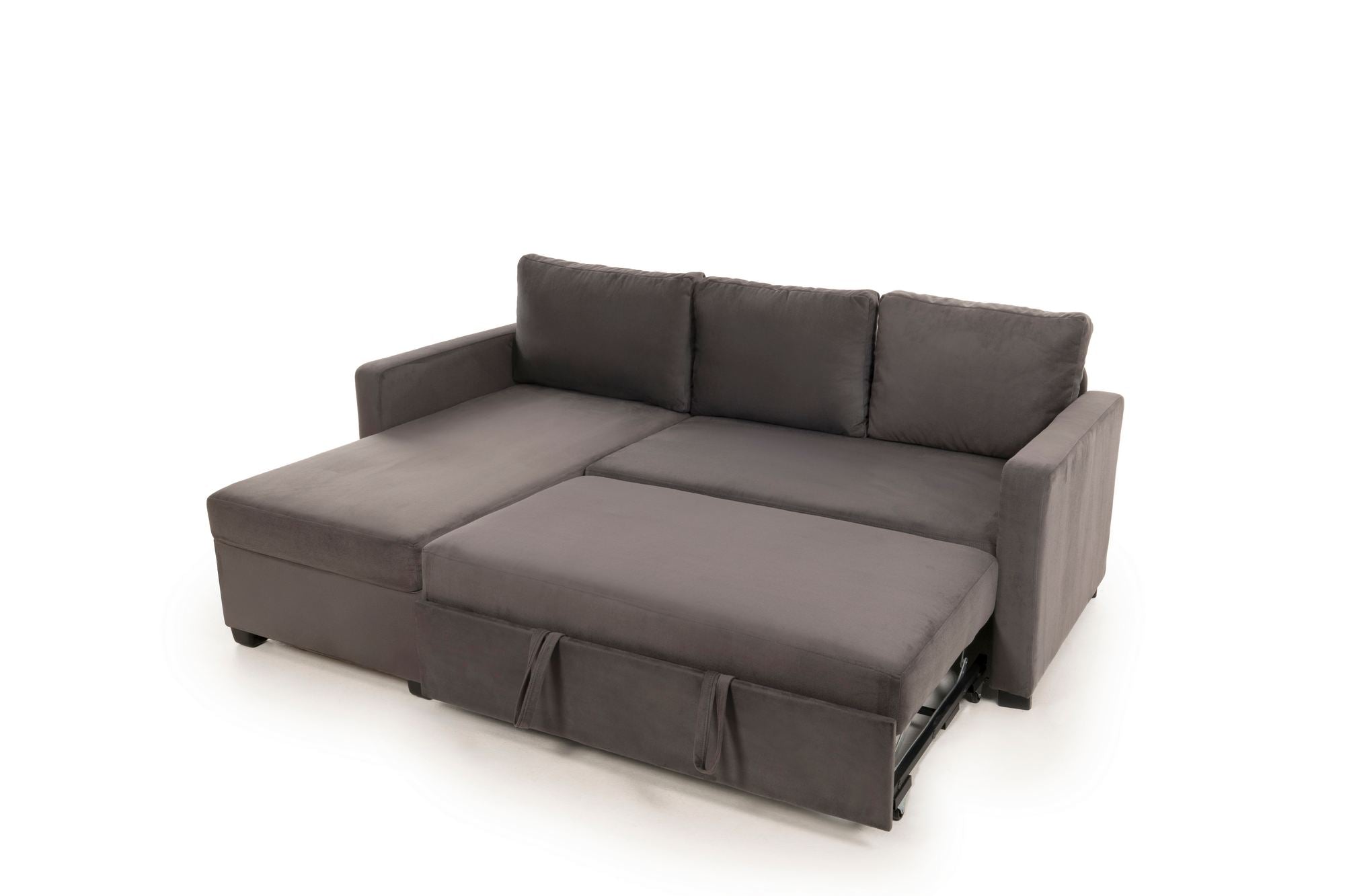 Sofá-cama de Canto – 140 cm x 190 cm – Cinza – Têxtil e Metal