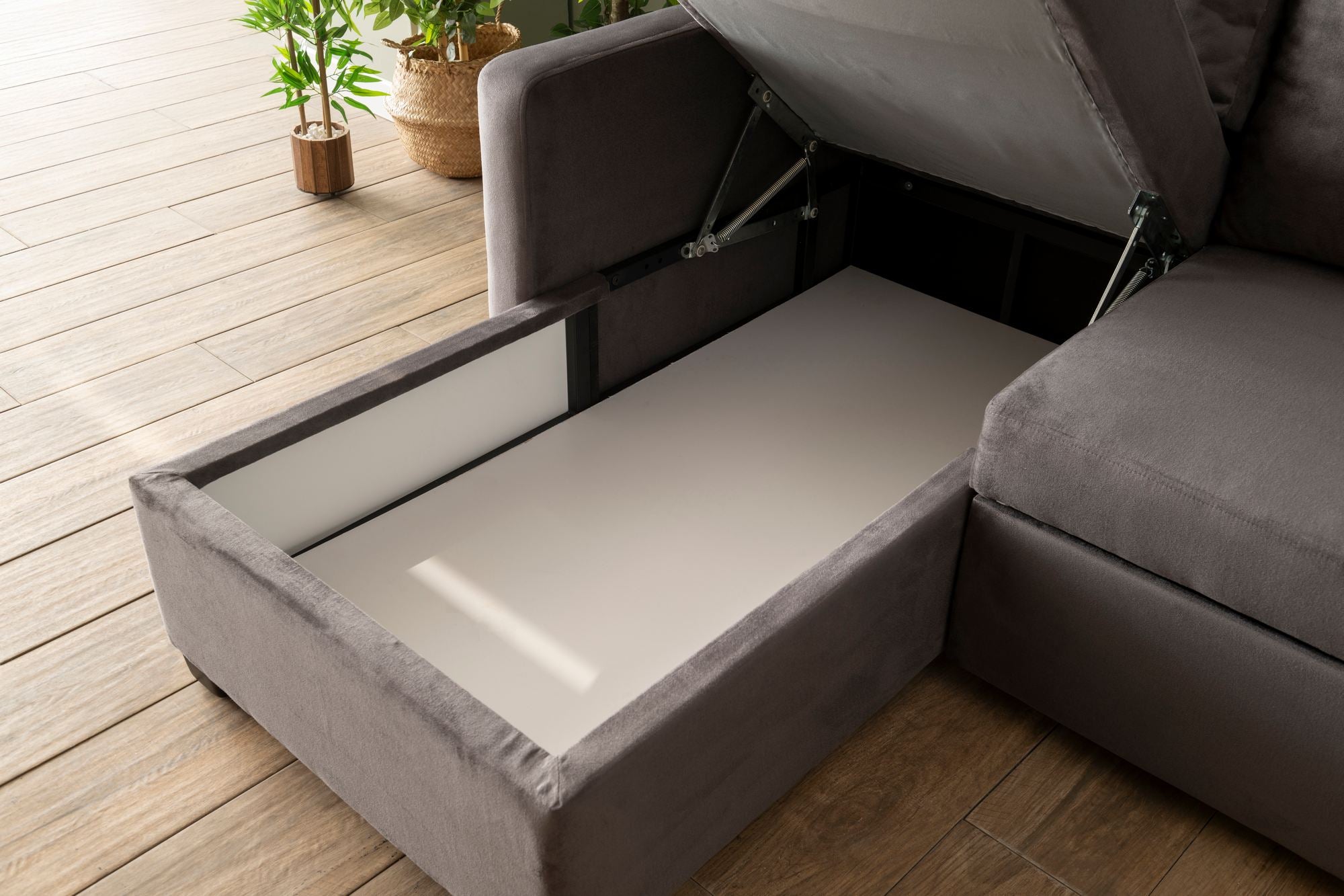 Sofá-cama de Canto – 140 cm x 190 cm – Cinza – Têxtil e Metal