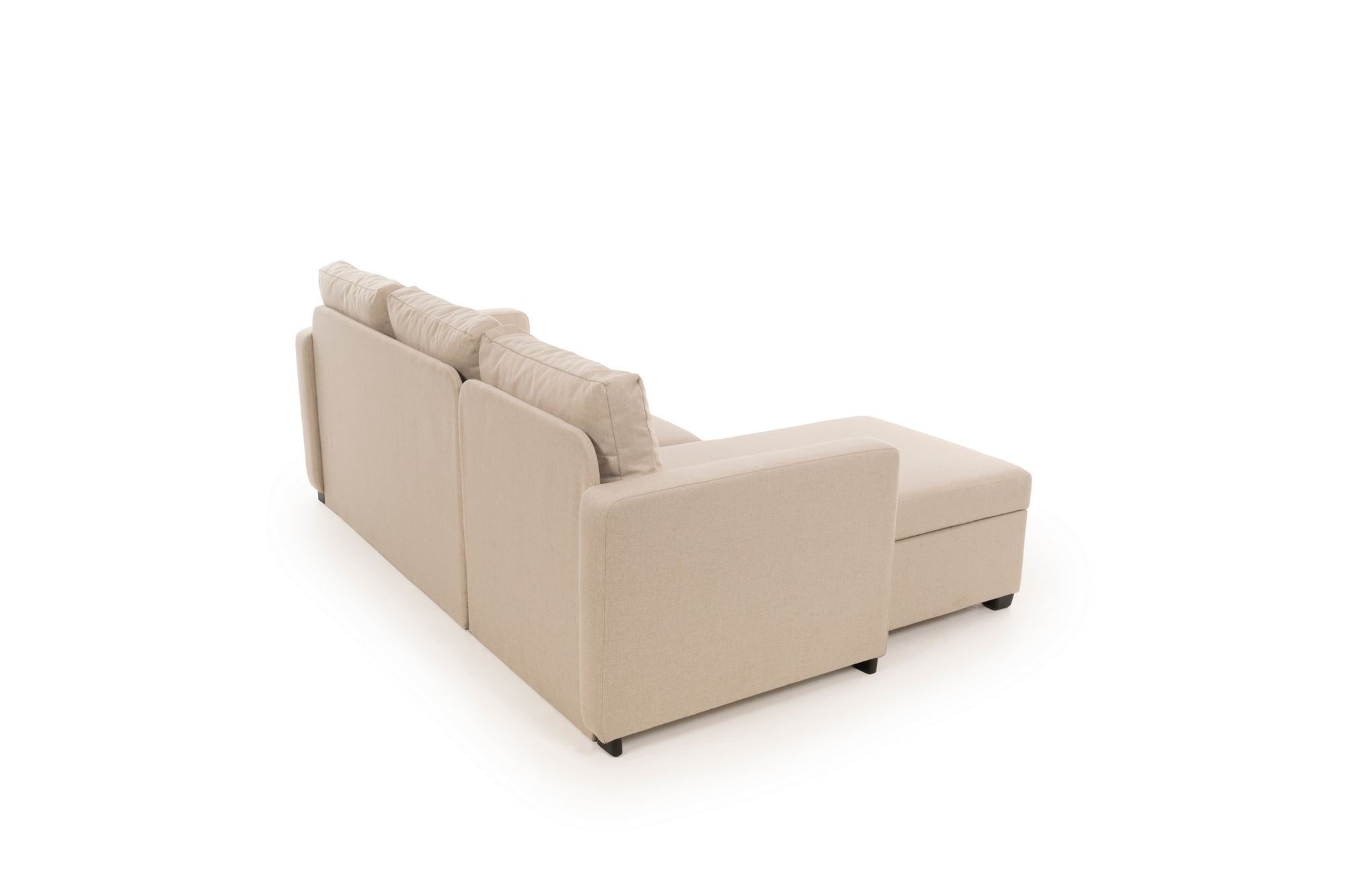 Sofá-cama de canto – 140 cm x 190 cm – Creme – Metal e Têxtil