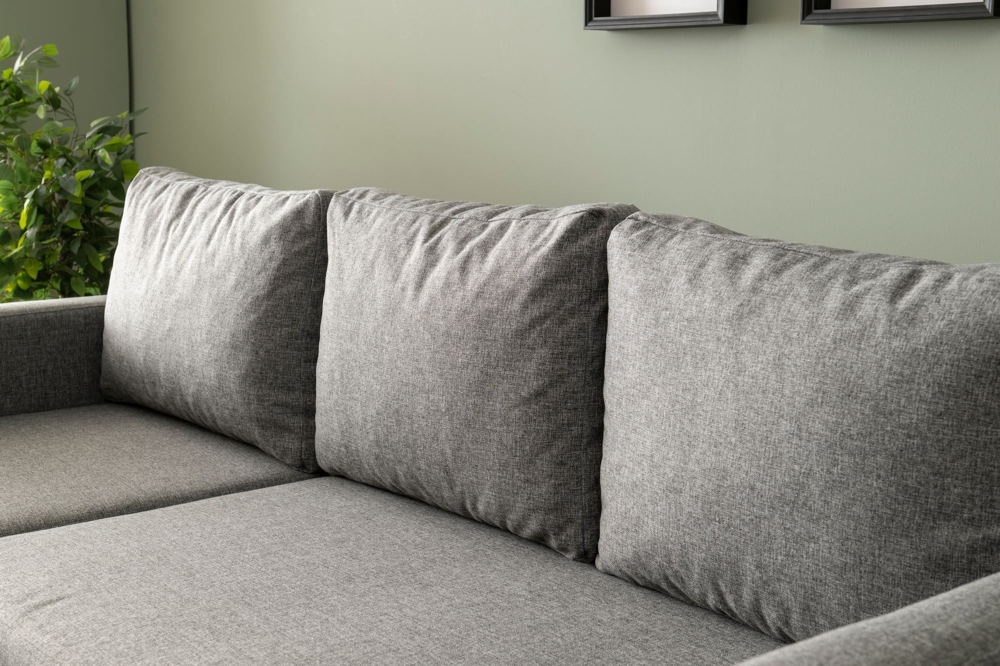 Sofá-Cama de Canto – 140 cm x 190 cm – Cinza Claro – Têxtil e metal