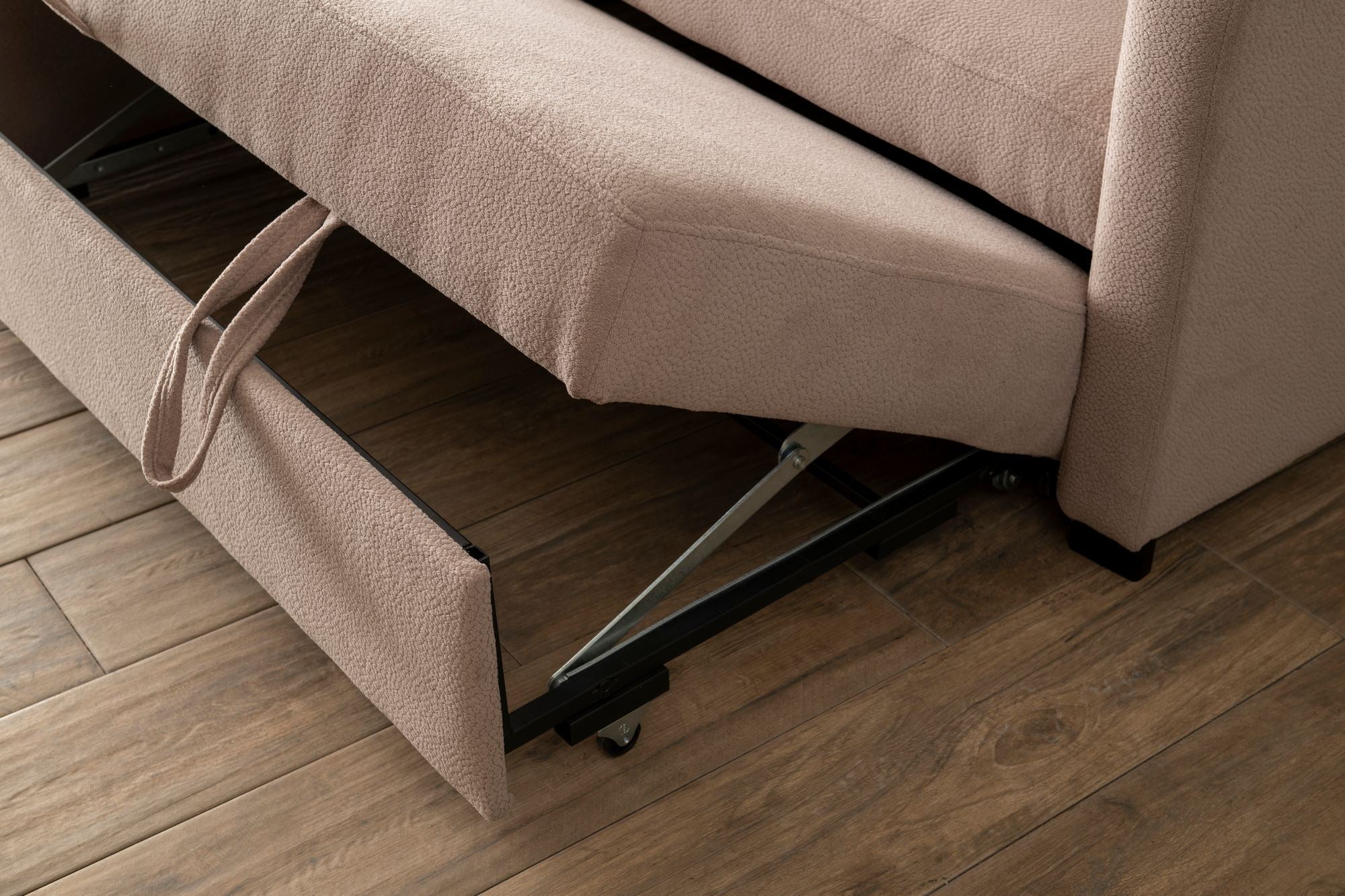 Sofá-Cama de Canto – 140 cm x 190 cm – Mink – Têxtil e Metal