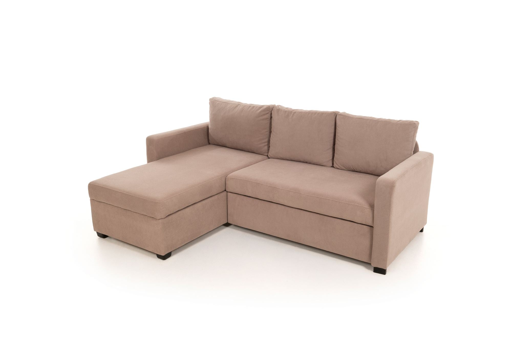 Sofá-Cama de Canto – 140 cm x 190 cm – Mink – Têxtil e Metal