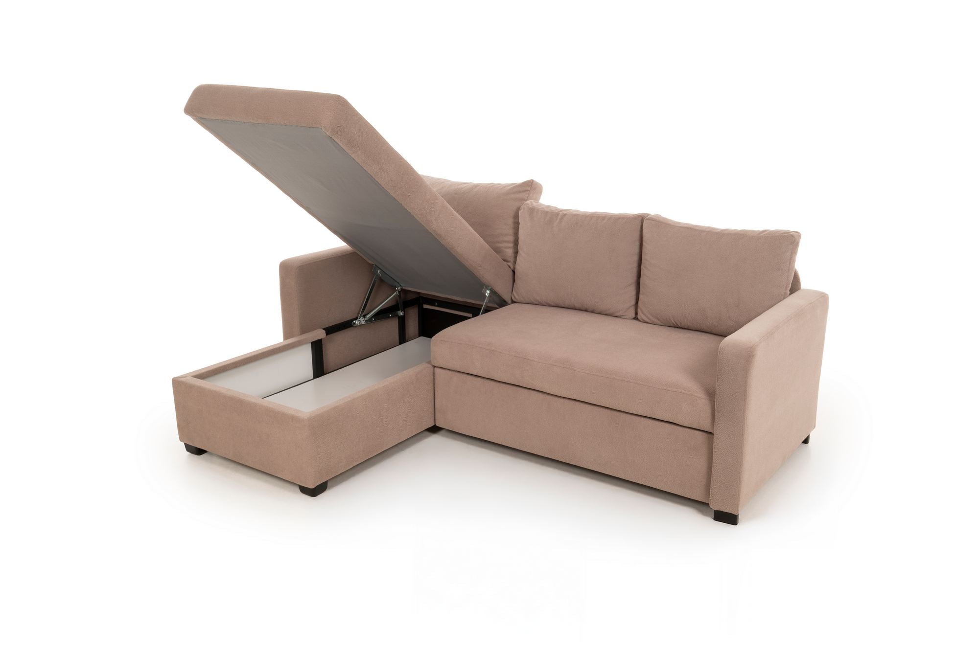 Sofá-Cama de Canto – 140 cm x 190 cm – Mink – Têxtil e Metal