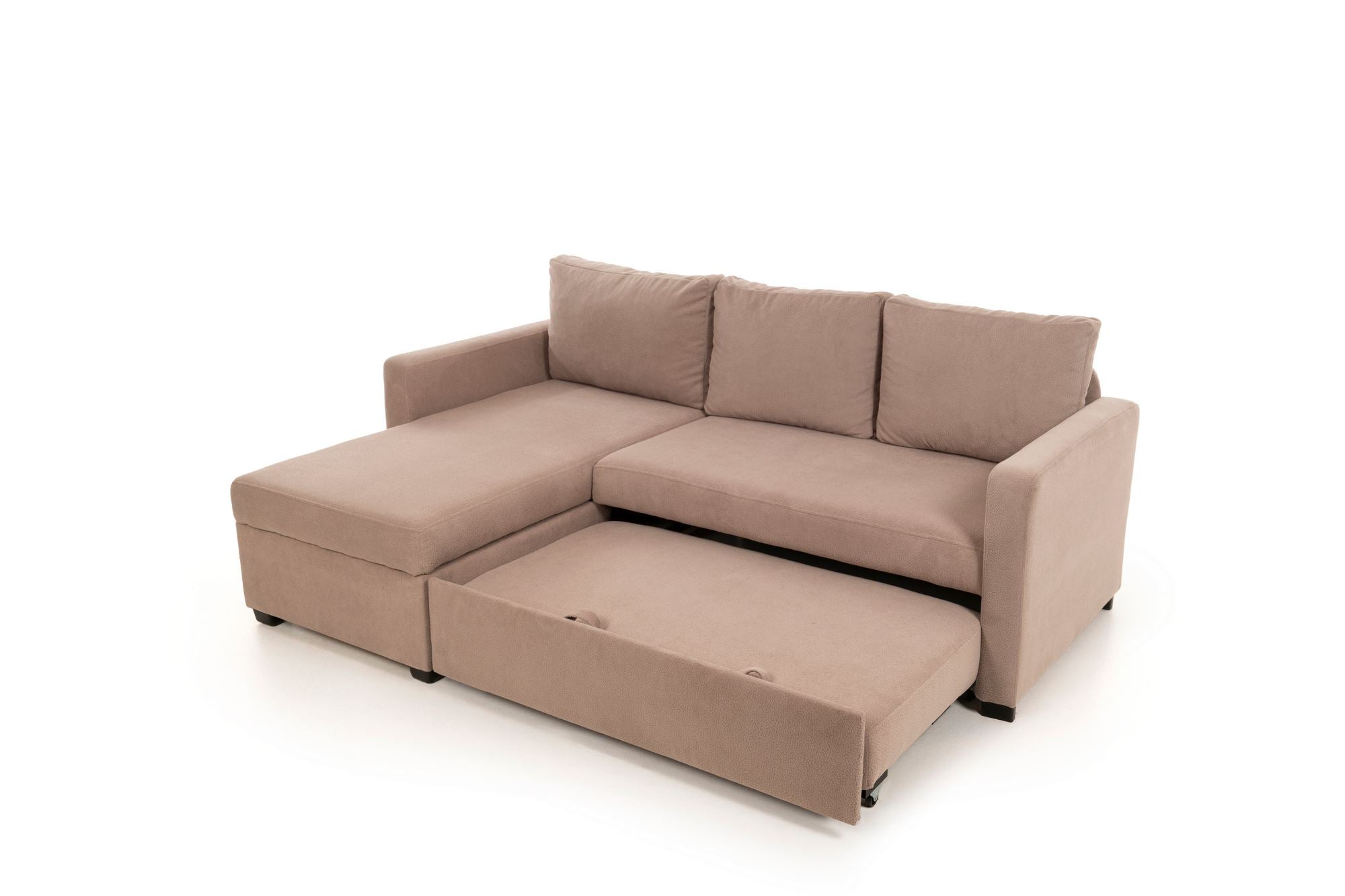 Sofá-Cama de Canto – 140 cm x 190 cm – Mink – Têxtil e Metal