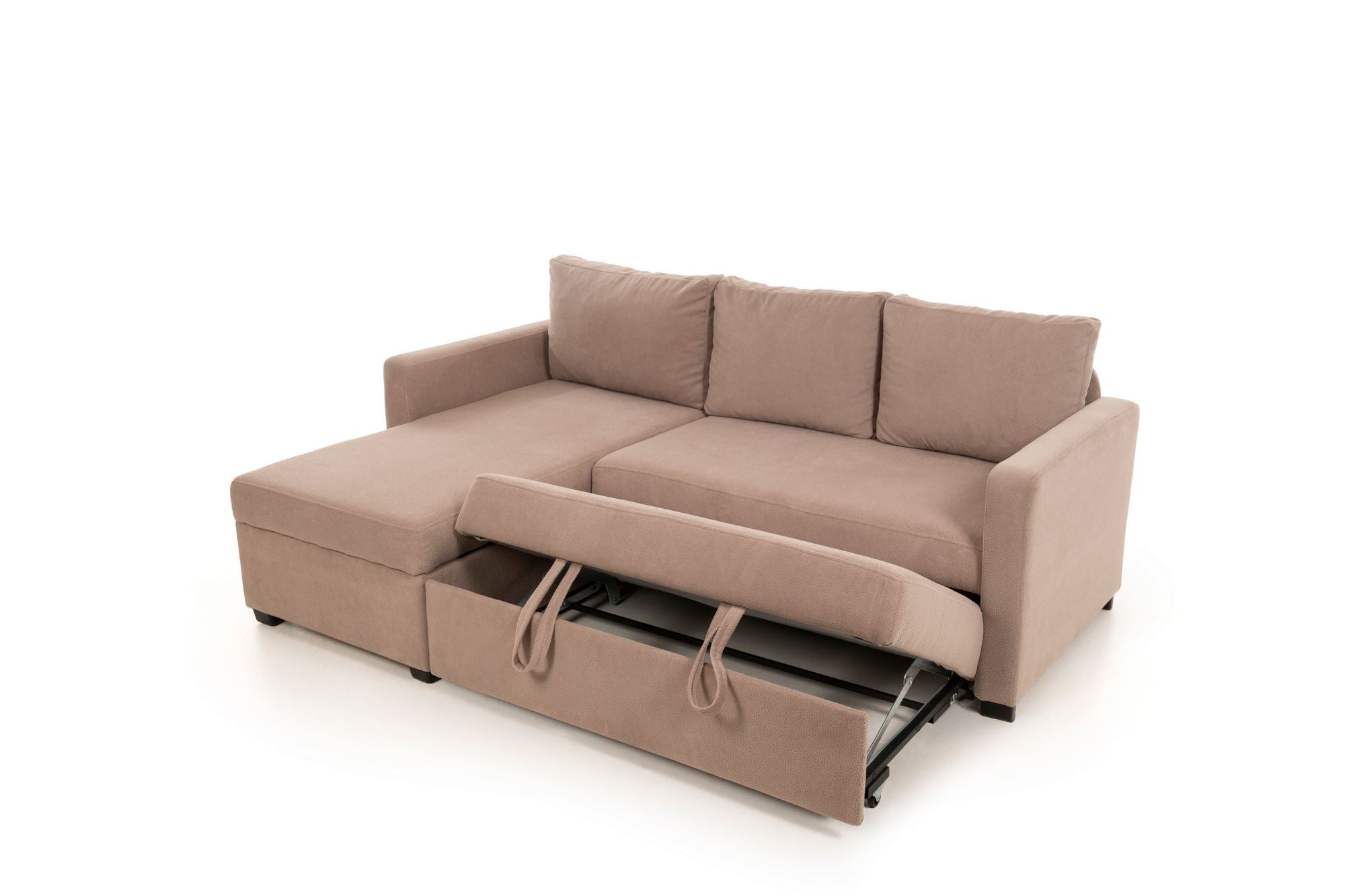 Sofá-Cama de Canto – 140 cm x 190 cm – Mink – Têxtil e Metal