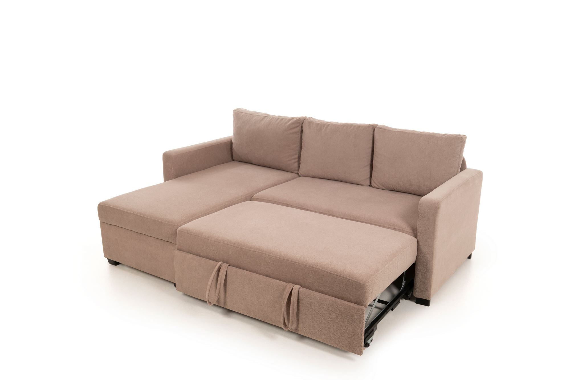 Sofá-Cama de Canto – 140 cm x 190 cm – Mink – Têxtil e Metal