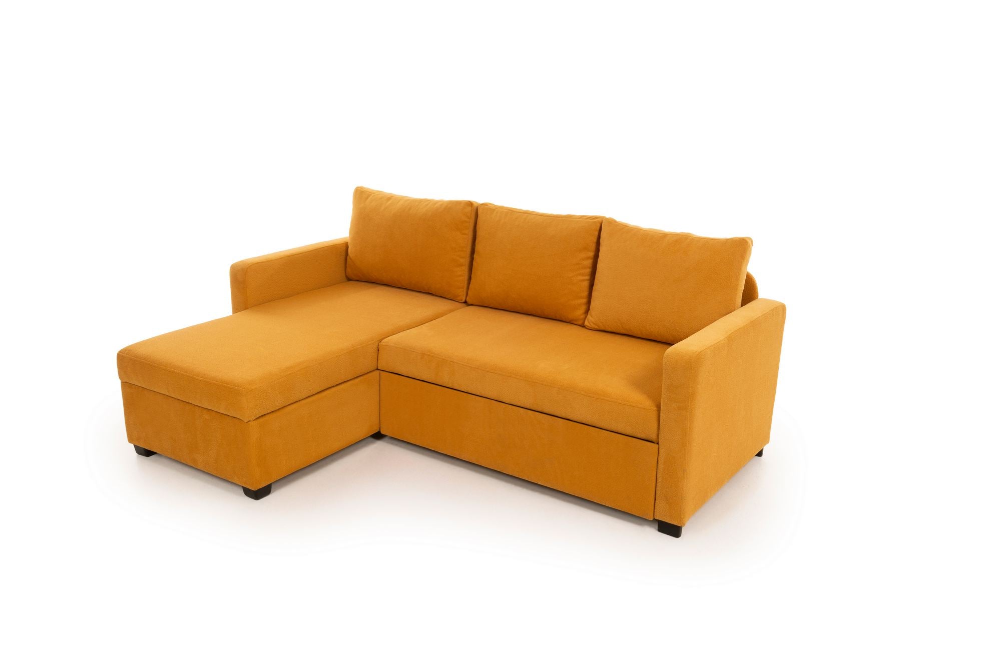 Sofá-Cama de Canto – 140 cm x 190 cm – Mostarda – Metal e Poliéster