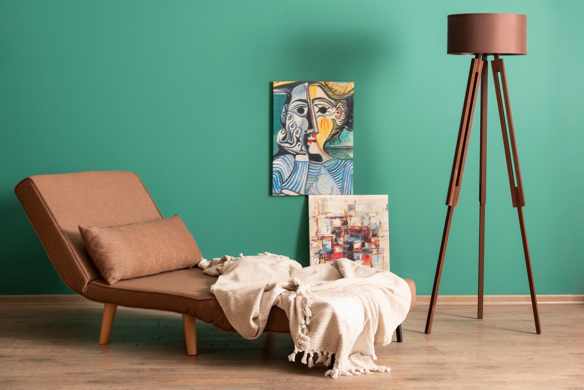 Sofa-cama de 1 lugar – 180 x 80 cm – castanho – 100% metálico e 100% poliéster