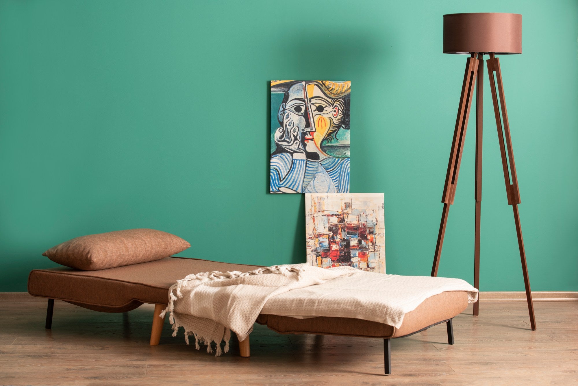 Sofa-cama de 1 lugar – 180 x 80 cm – castanho – 100% metálico e 100% poliéster