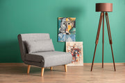 Sofá-cama de 1 lugar – 180 x 80 cm – cinza claro – 100% metálica e 100% poliéster