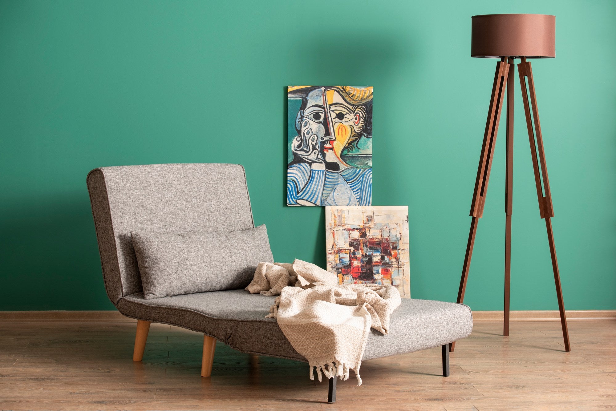 Sofá-cama de 1 lugar – 180 x 80 cm – cinza claro – 100% metálica e 100% poliéster