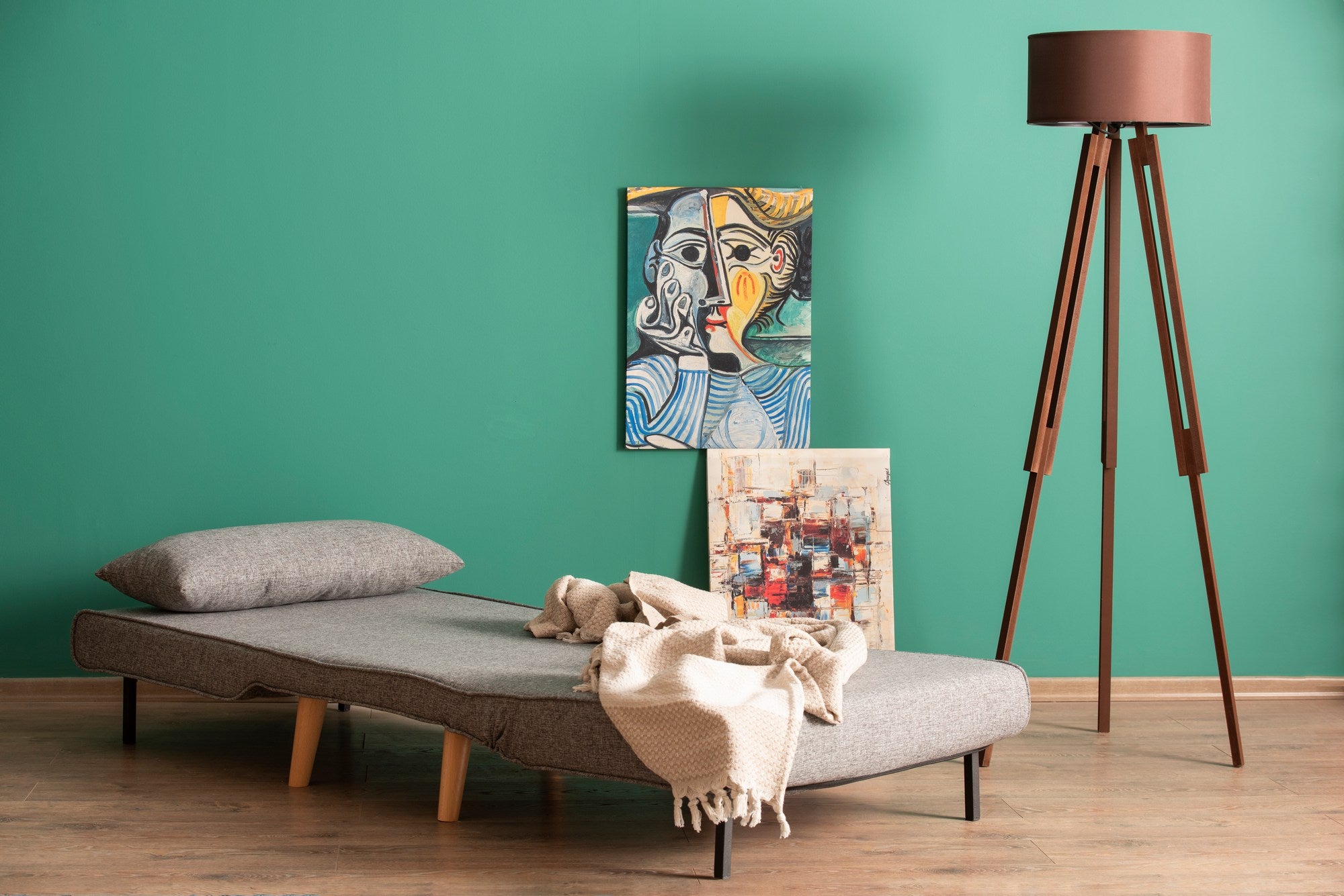 Sofá-cama de 1 lugar – 180 x 80 cm – cinza claro – 100% metálica e 100% poliéster