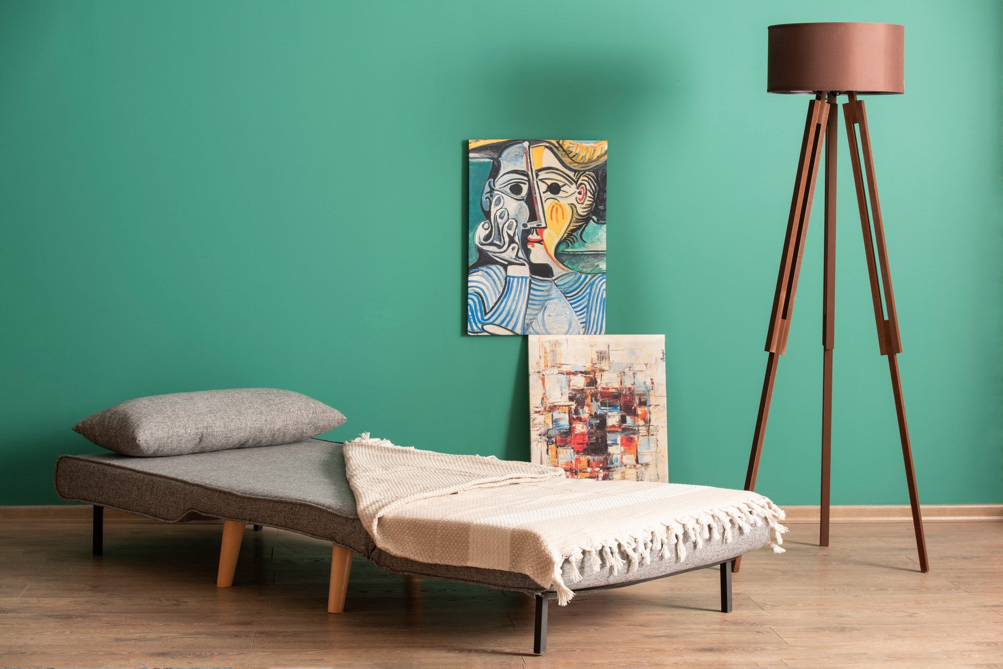 Sofá-cama de 1 lugar – 180 x 80 cm – cinza claro – 100% metálica e 100% poliéster