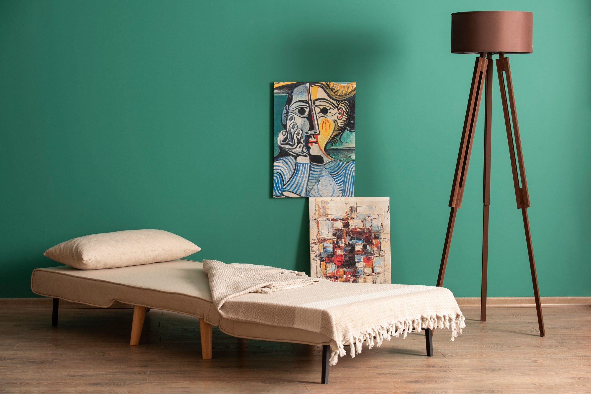 Sofá-cama de 1 lugar – 180 x 80 cm – creme – metal e poliéster