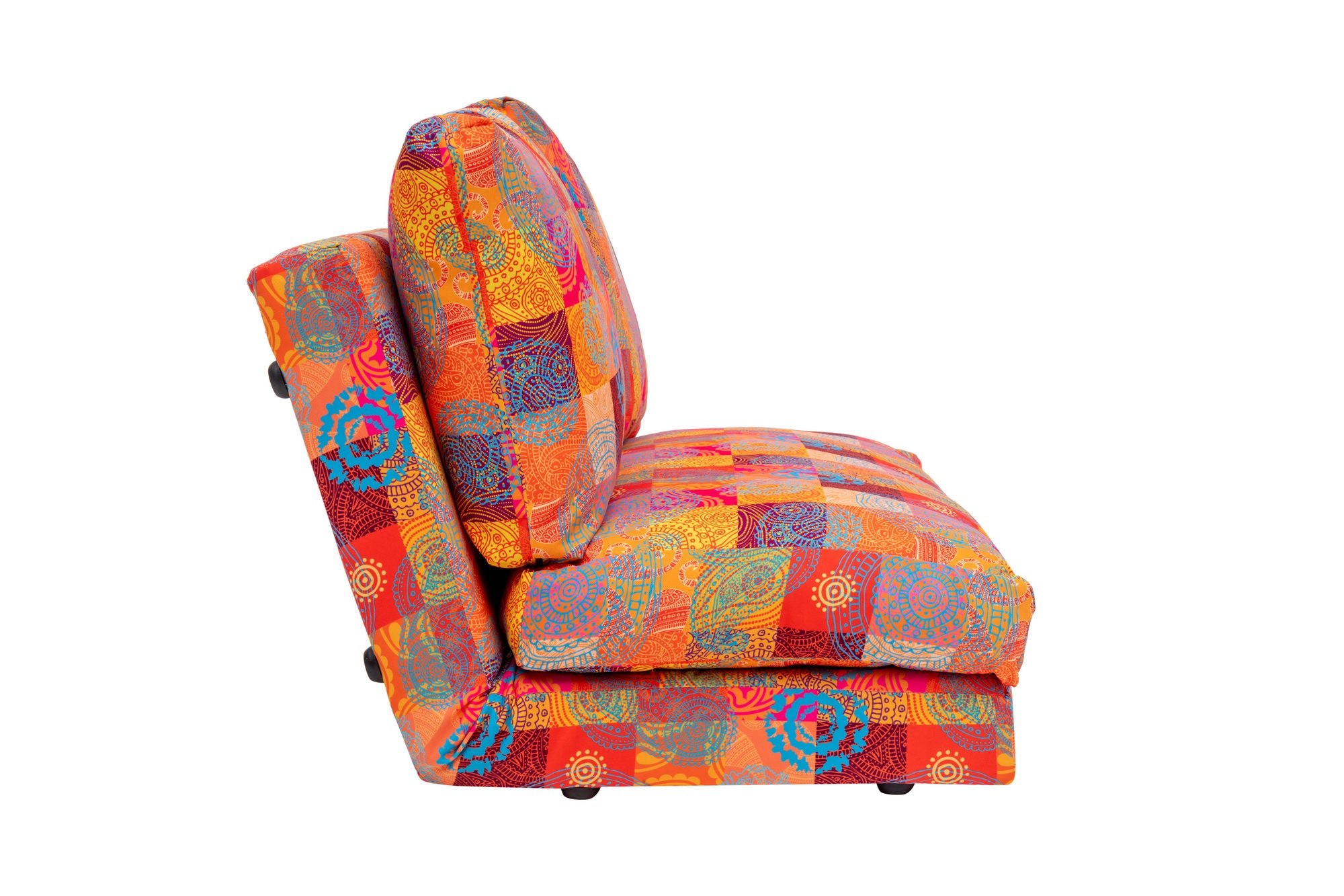 Sofá-cama elegante de 2 lugares – 120 cm de largura – patchwork – metal