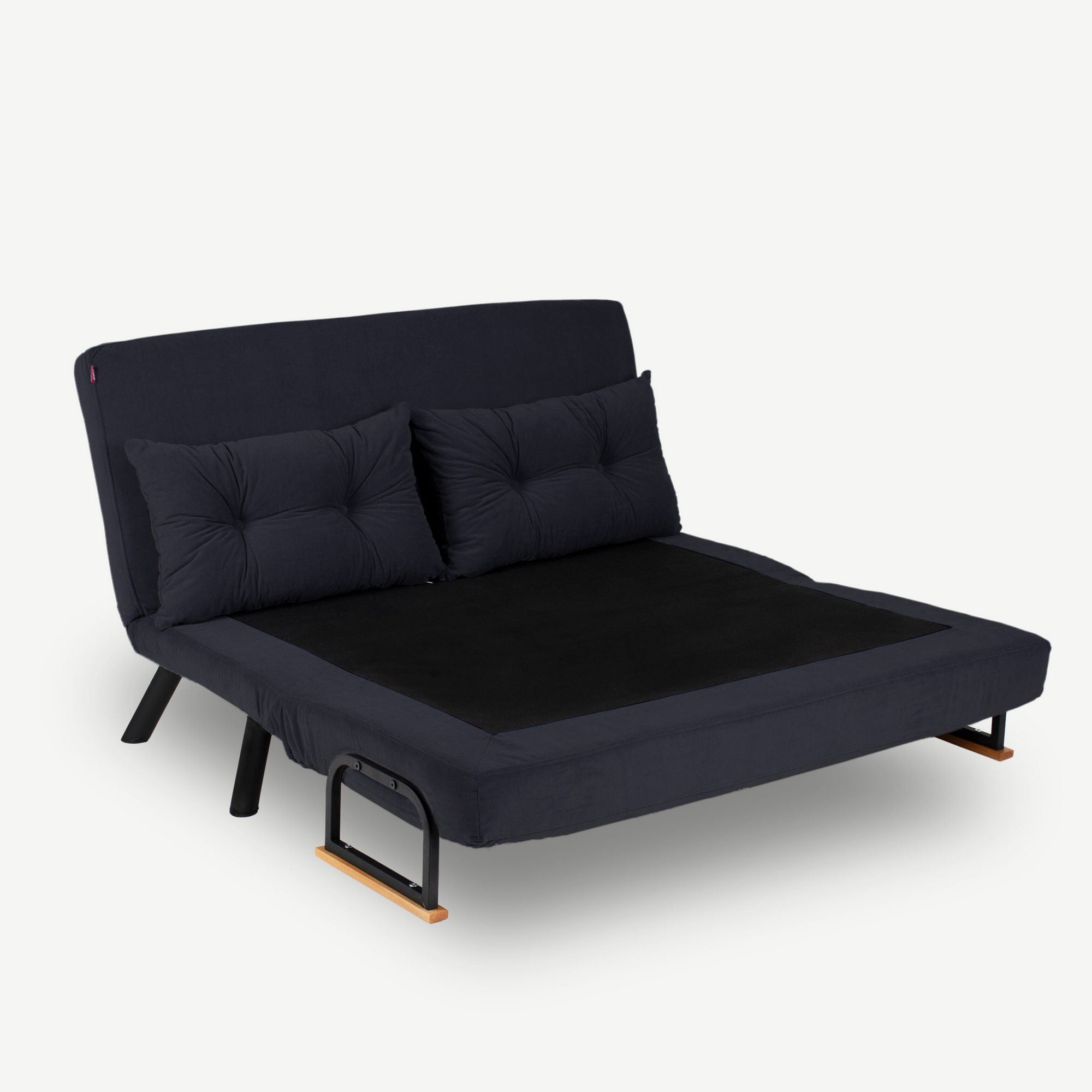 Sofá-cama moderno de 2 lugares – 175 cm x 133 cm – preto – estrutura metálica