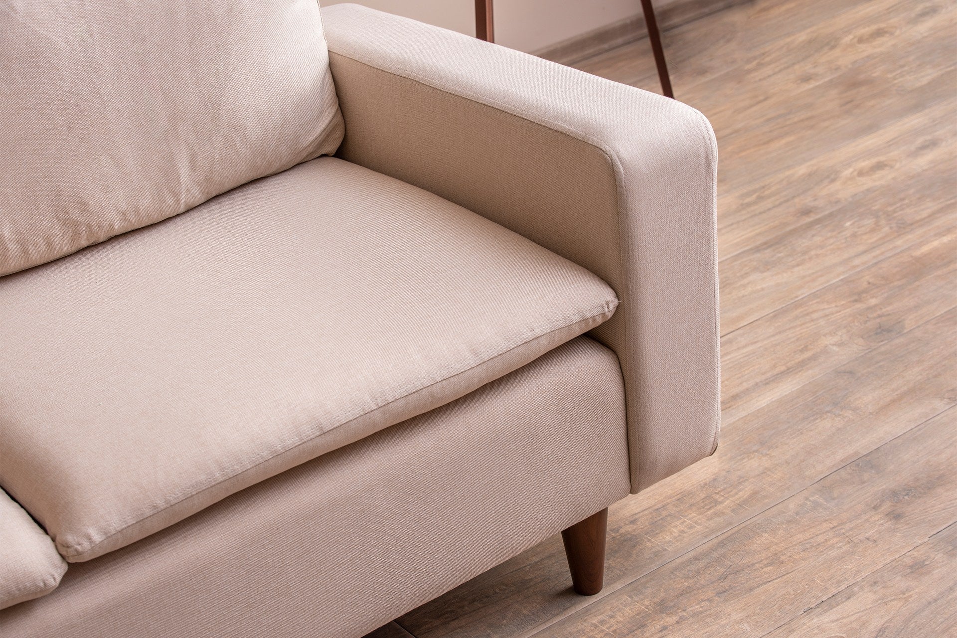 Sofá elegante de 2 lugares, cor creme, 180 cm de largura | Estrutura 100% metálica, tecido 100% poliéster | Almofadas de espuma de alto DNS e fibra de silicone | Perfeito para salas de estar modernas