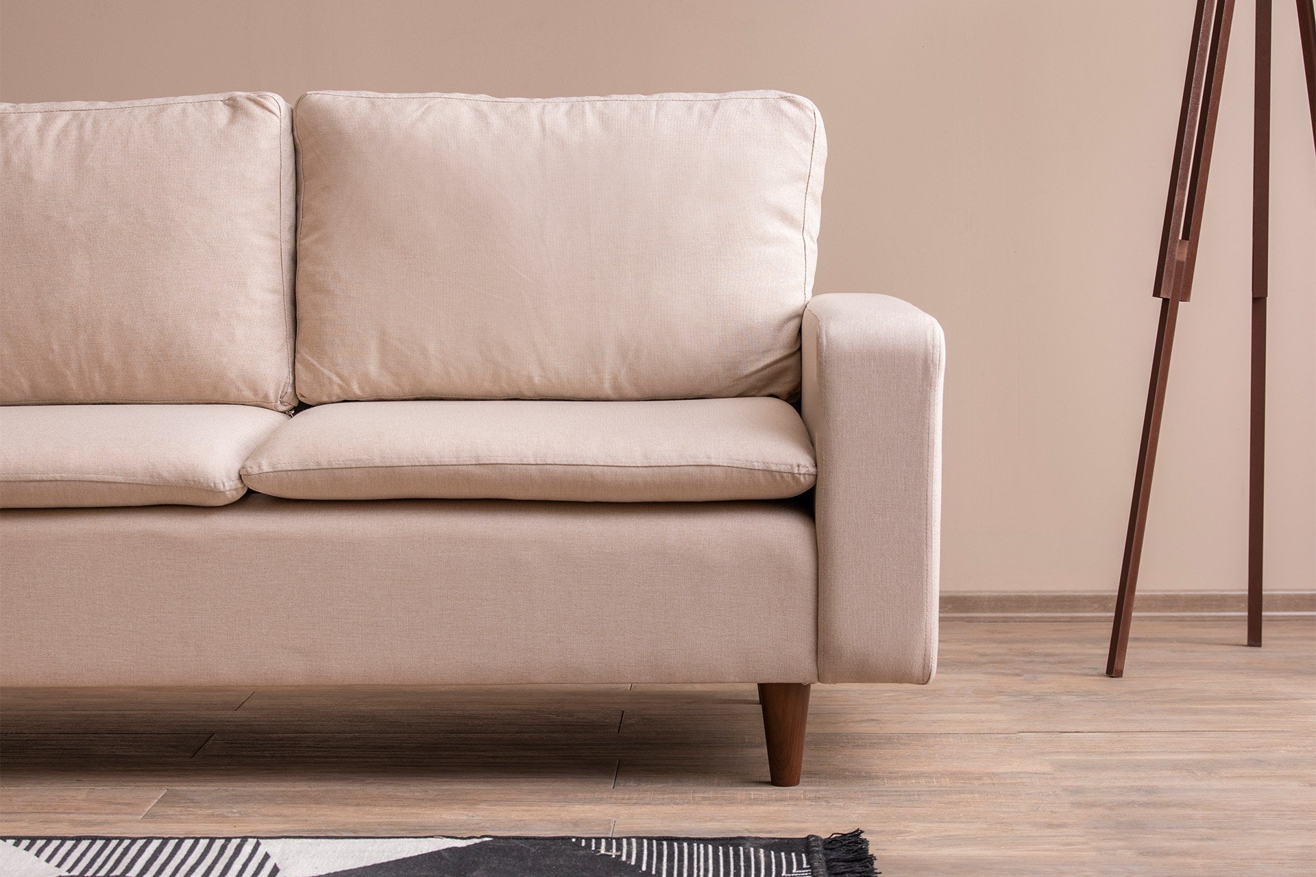Sofá elegante de 2 lugares, cor creme, 180 cm de largura | Estrutura 100% metálica, tecido 100% poliéster | Almofadas de espuma de alto DNS e fibra de silicone | Perfeito para salas de estar modernas