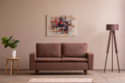 Sofá elegante de 2 lugares, marrom claro, 180 cm de largura | Estrutura 100% metálica, tecido 100% poliéster, espuma de alto DNS e almofadas de fibra de silicone | Perfeito para salas de estar modernas