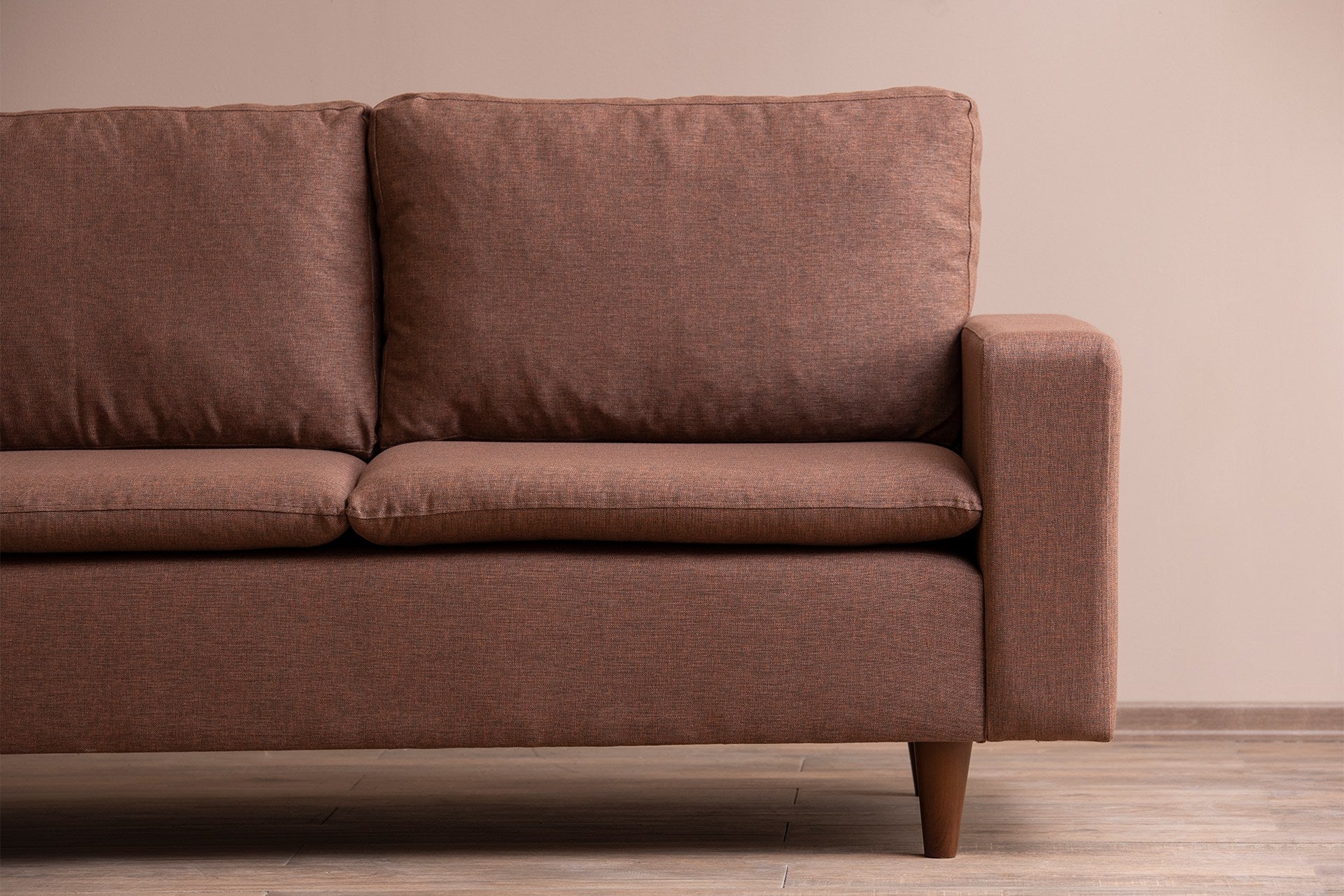 Sofá elegante de 2 lugares, marrom claro, 180 cm de largura | Estrutura 100% metálica, tecido 100% poliéster, espuma de alto DNS e almofadas de fibra de silicone | Perfeito para salas de estar modernas