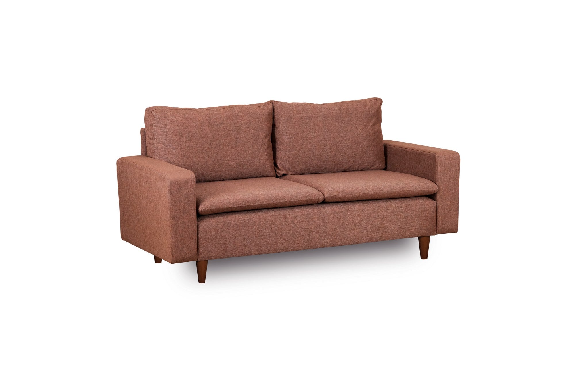 Sofá elegante de 2 lugares, marrom claro, 180 cm de largura | Estrutura 100% metálica, tecido 100% poliéster, espuma de alto DNS e almofadas de fibra de silicone | Perfeito para salas de estar modernas