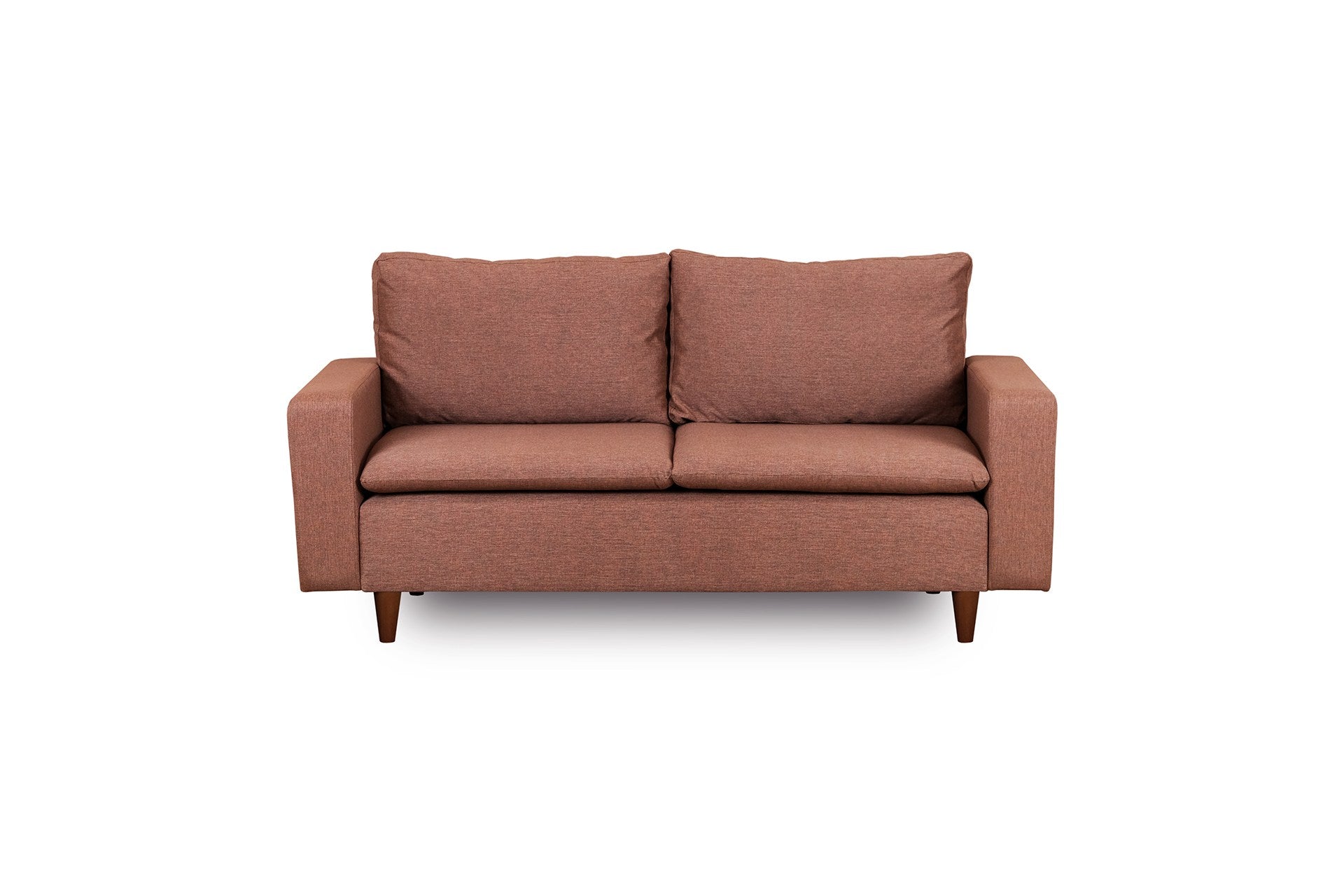 Sofá elegante de 2 lugares, marrom claro, 180 cm de largura | Estrutura 100% metálica, tecido 100% poliéster, espuma de alto DNS e almofadas de fibra de silicone | Perfeito para salas de estar modernas
