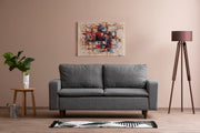 Sofá elegante de 2 lugares, cinza claro, 180 cm de largura | Estrutura 100% metálica, tecido 100% poliéster, espuma de alto DNS e almofadas de fibra de silicone | Perfeito para salas de estar modernas