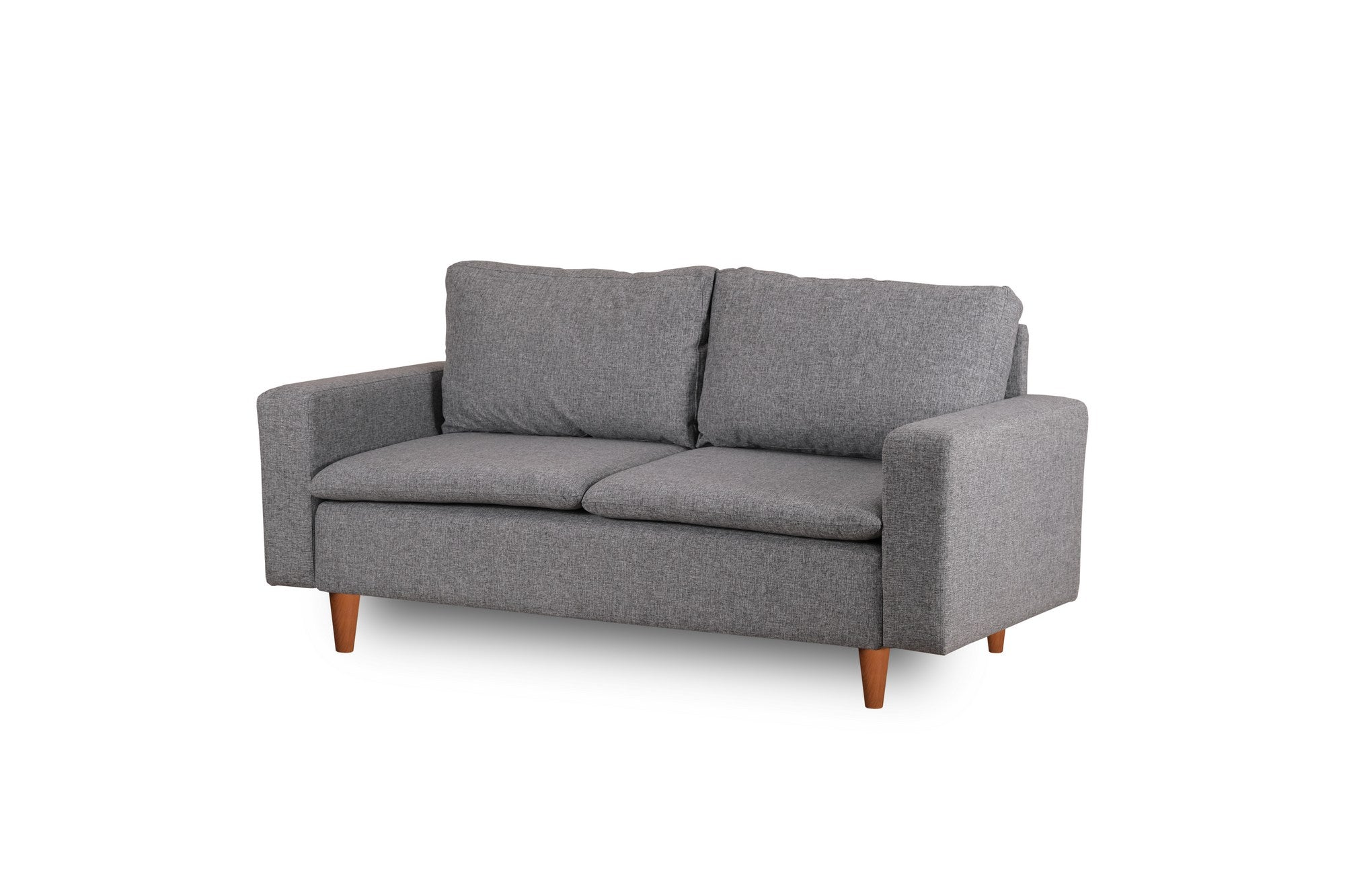 Sofá elegante de 2 lugares, cinza claro, 180 cm de largura | Estrutura 100% metálica, tecido 100% poliéster, espuma de alto DNS e almofadas de fibra de silicone | Perfeito para salas de estar modernas