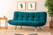 Sofá-cama de 3 lugares – 175 cm – Verde Petróleo – Estrutura metálica