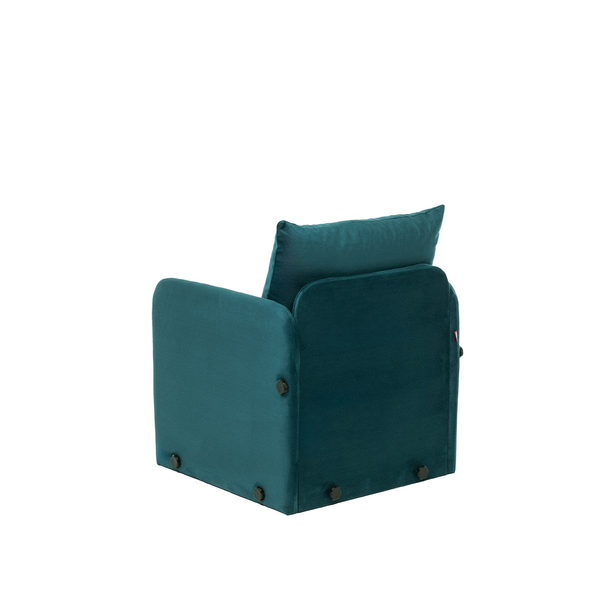 Sofá-cama de 1 lugar – 68 cm x 70 cm x 66 cm (sofá), 200 x 60 cm (cama) – Verde Petróleo – Metal e poliéster