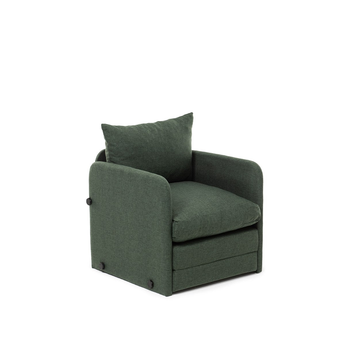 Sofá-cama de 1 lugar – 68 cm x 70 cm x 66 cm – Verde – Metal e Têxtil