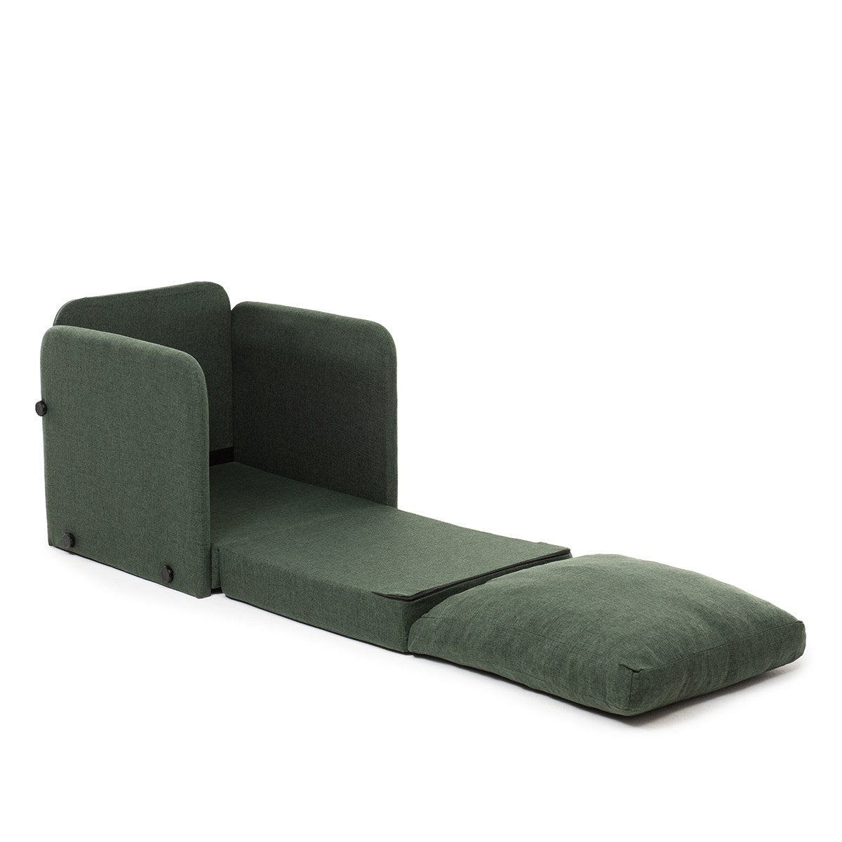 Sofá-cama de 1 lugar – 68 cm x 70 cm x 66 cm – Verde – Metal e Têxtil